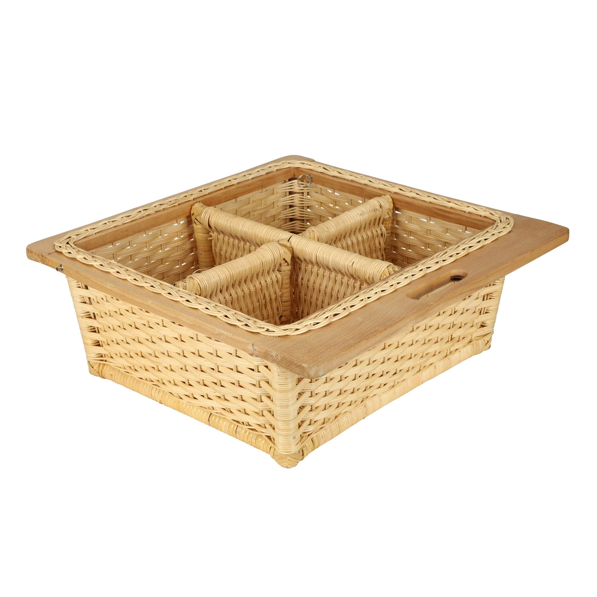 - AKWAY Wicker Basket With Double Partition For Modular Kitchen (Size: 22.5 W x 20 L x 8 H Inches Including Channel)