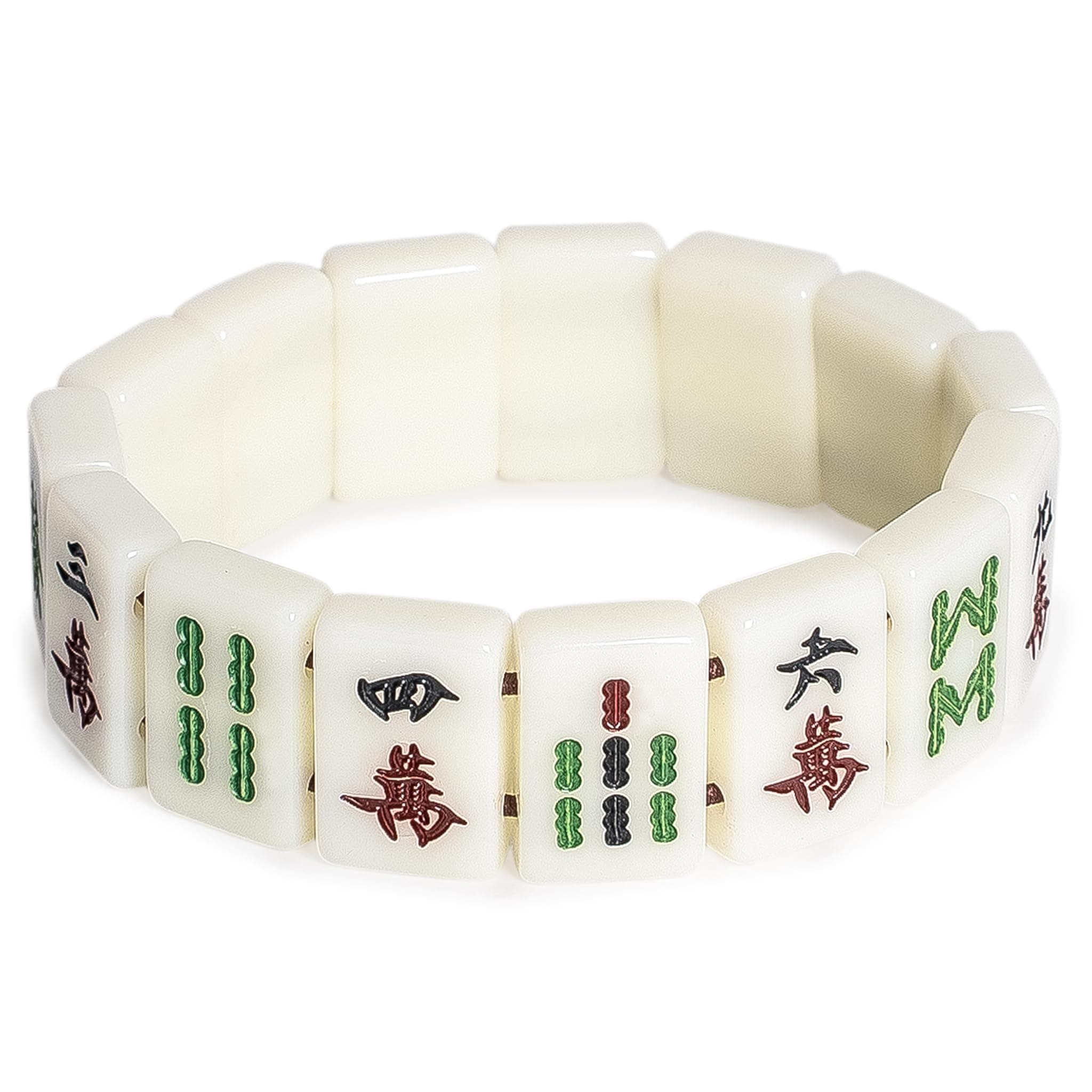 Yellow Mountain Imports Mahjong Mini-Tiles Stretchy Bracelet