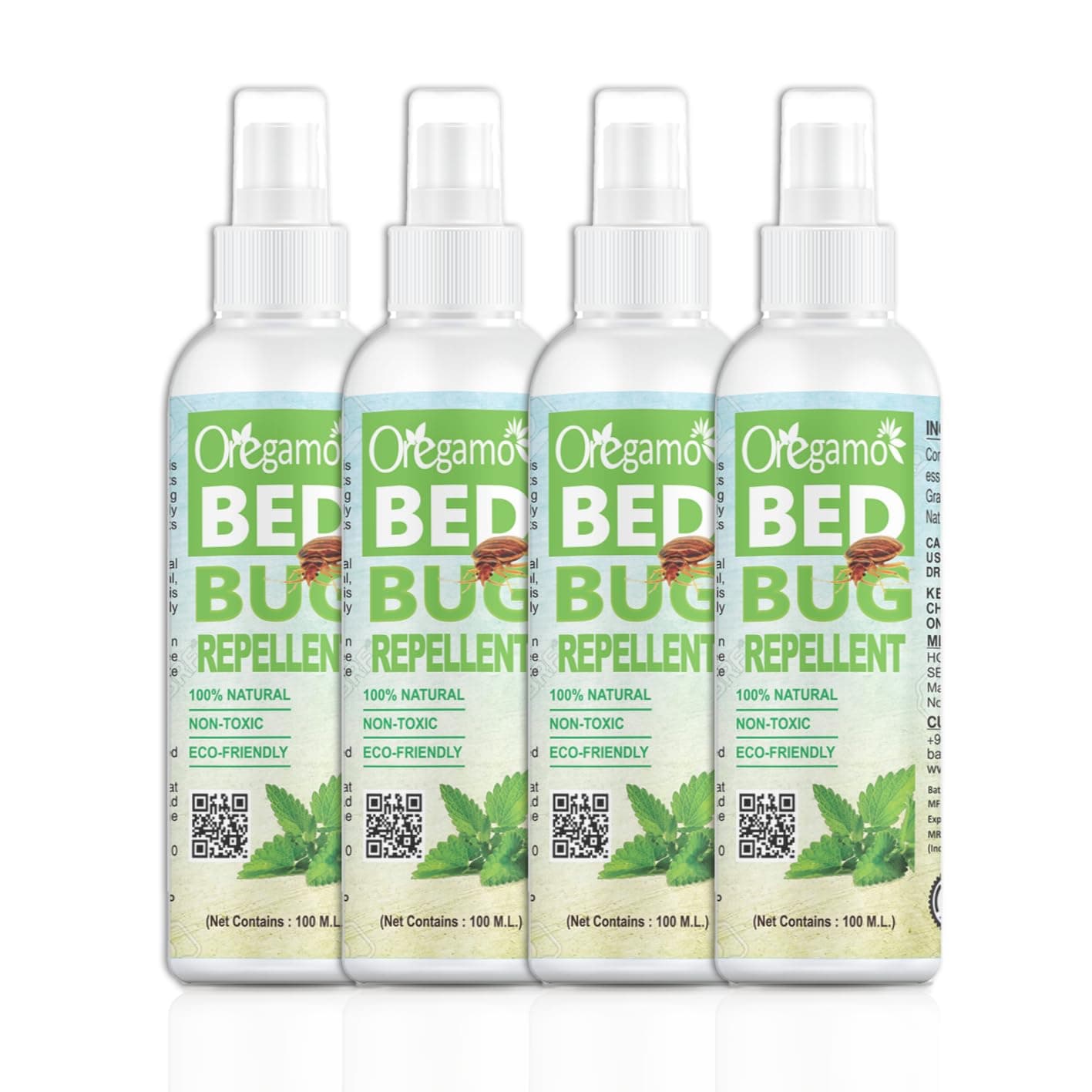 Bed Bug killer Spray | Ready to Use Natural Insect Repellent Made with Plants Oils | Pleasant Fragrance | Instant Action & Long Lasting Protection | Baby-Safe Pet-Safe (400 ml, Pack of 4)
