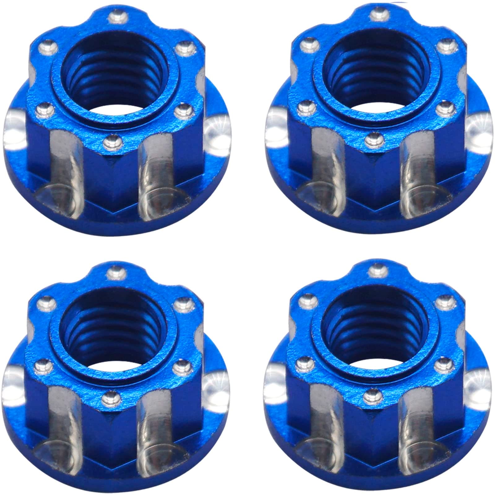 4Pcs Hexagonal Nuts, M4 Aluminum Alloy RC Wheel Hex Nuts Compatible with HSP Sakura D3 D4 1/10 RC Car (Blue)