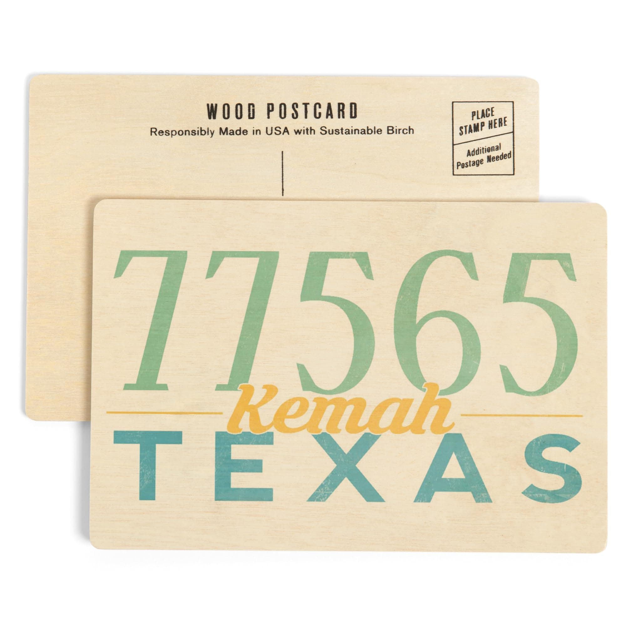 Lantern PressKemah, Texas, Local Zip Code (4x6 Birch Wood Postcards, 2-Pack Stationary, Rustic Home Wall Decor)