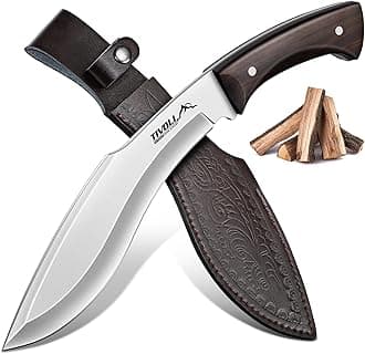 Kukri Fixed Blade Knife - Full Tang Survival Knife with Sheath, Heavy-Duty Hunting Knives for Camping, Bushcraft, Gardening & Outdoor Adventures – Great Christmas Gift for Men and Women