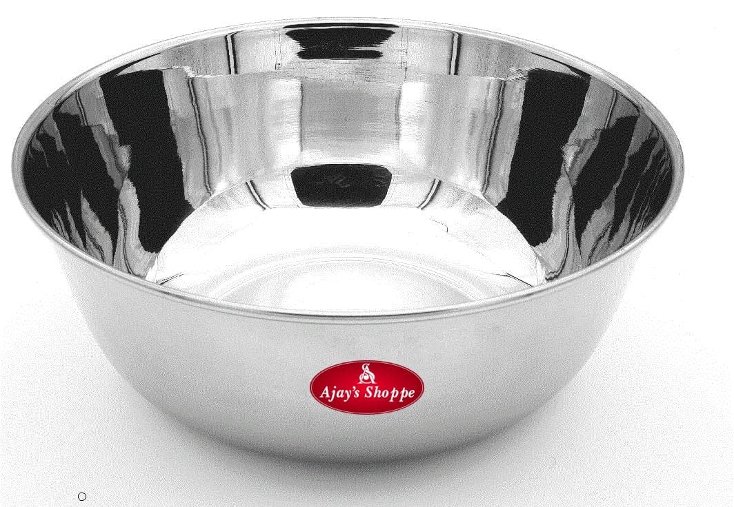 Ajay's Shoppe 3L Deep Stainless Steel Bowl | Multi-Purpose Kitchen Bowl for Mixing, Serving, and Cooking.