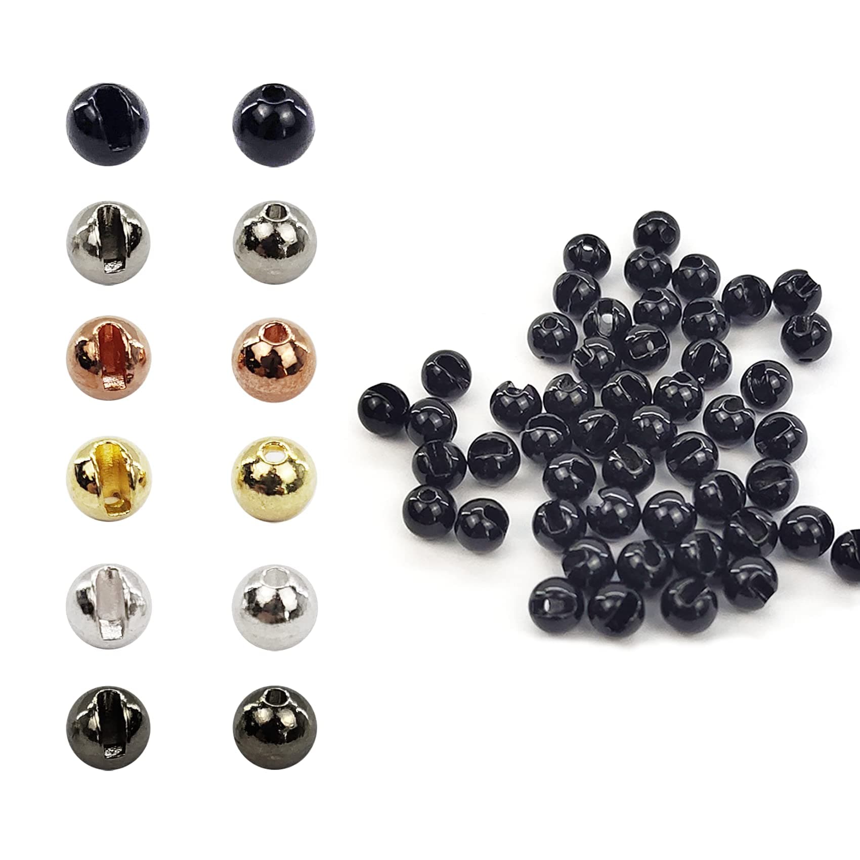 Aventik Think Fast Think Deep Beads 50pc Tungsten Beads Slotted Fly Tying Materials 10 Colors / 5 Sizes Jig Hooks Fly Fishing