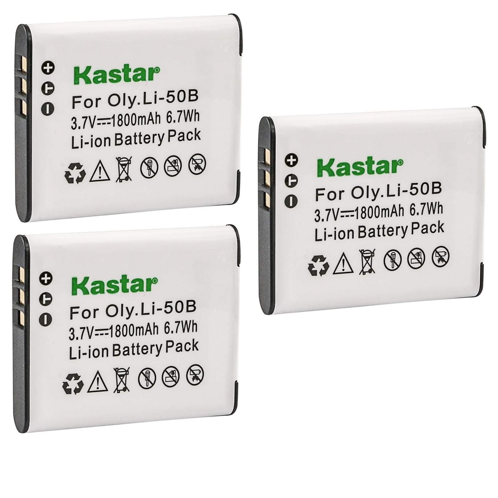 Kastar D-LI92 Battery (3-Pack) for Ricoh Pentax D-LI92, D-BC92, K-BC92, Olympus LI-50B and Pentax Optio I-10, RZ10, RZ18, WG-1, WG-1 GPS, WG-2, WG-2 GPS, WG-3, WG-3 GPS, WG-4, WG-4 GPS, WG-10, X70