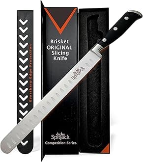 SPITJACK Stainless Steel Granton Edge 11" Blade BBQ Competition Chef Series Brisket Knife Carving Smoked Meat Turkey Slicing