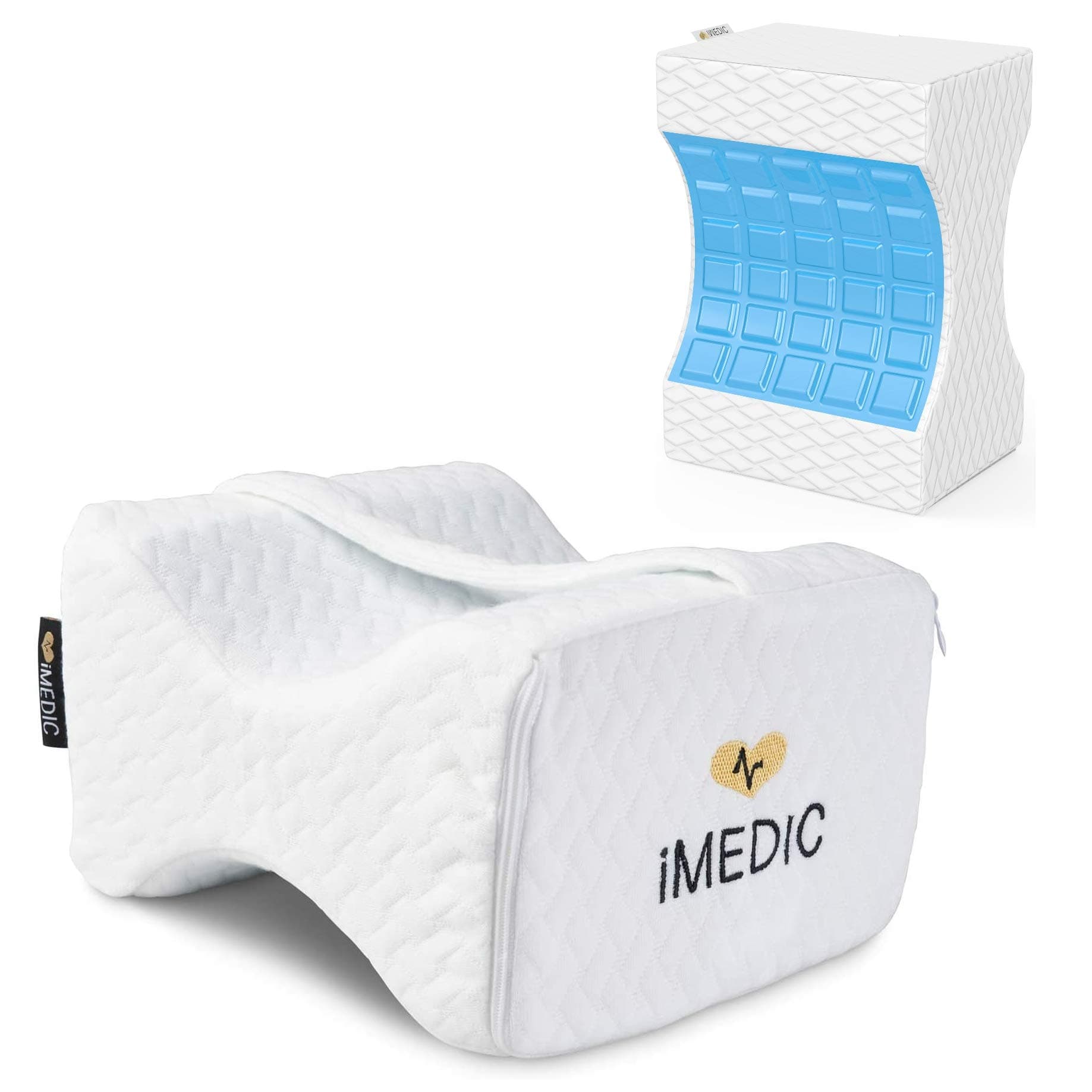 Memory Foam Knee Pillow For Sleeping On Side - Gel Lined Premium Quality Orthopaedic Leg Cushion For Perfect Alignment For Side Sleepers