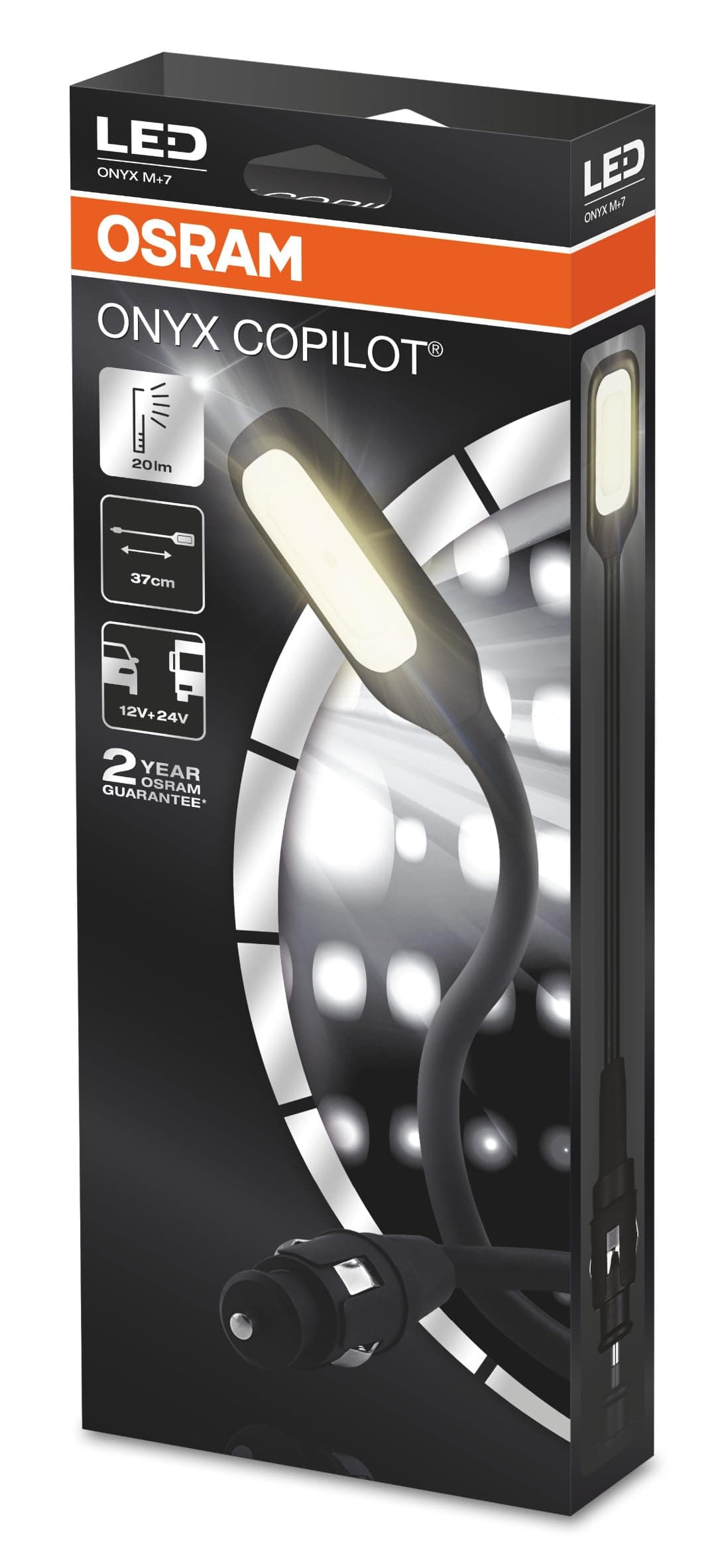 OSRAM ONYX COPILOT M+ 7, LED reading light for the vehicle interior, connection via cigarette lighter, ONYX M+7, folding box (1 piece)