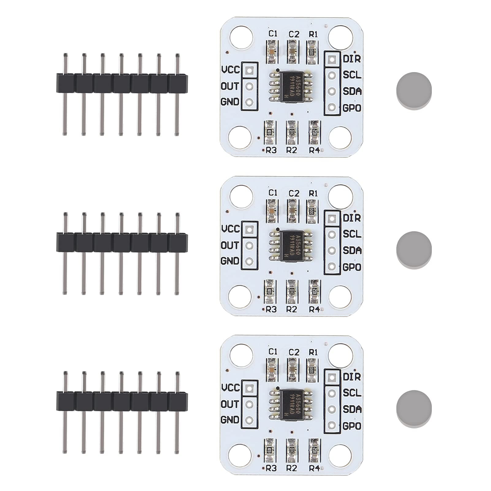 UMLIFE 3pcs AS5600 Magnetic Encoder Sensor Module, 12bit High Precision, I2C, PWM, Analog Voltage Output