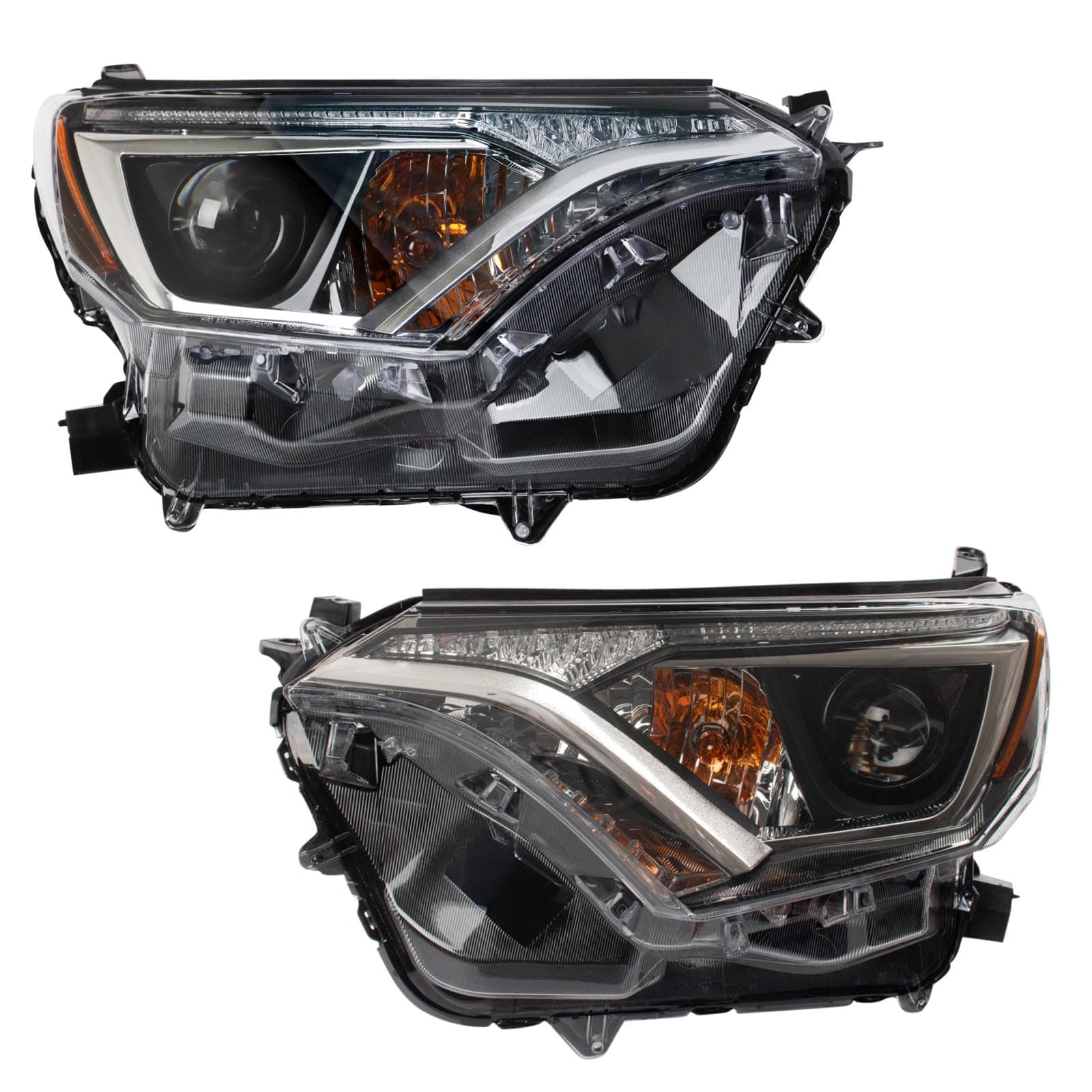 TRQ Headlight Assembly Set Headlights Driver & Passenger Side Compatible with 2016-2018 Toyota RAV4 TO2502247 TO2503247