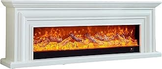 Electirc fireplace (180cm) LED with heater 1500w, wood frame Fireplace with remote control, touch buttons, adjustable flame, beautifull TV table, home decorations (black)