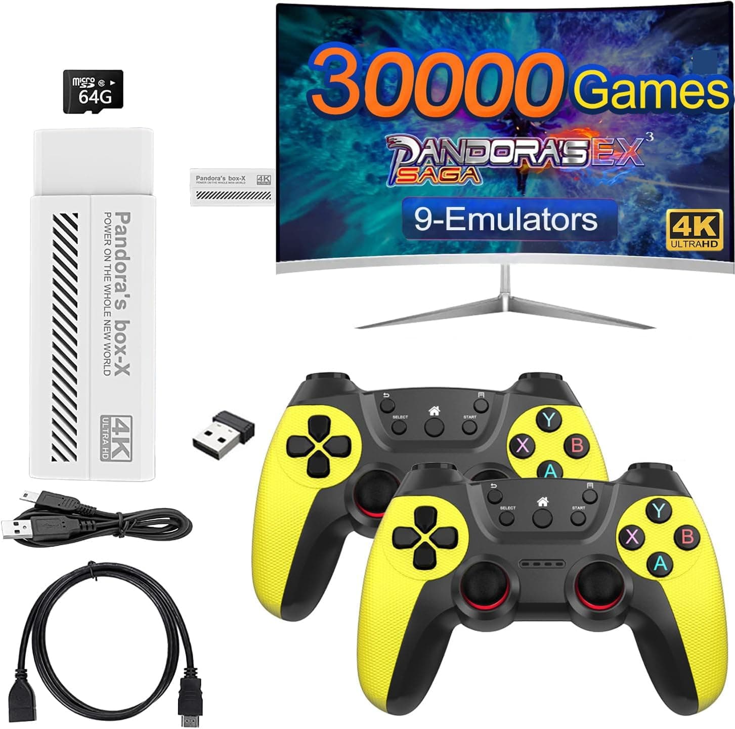 30000+ Games, Retro Game Console, Handheld Console, Plug and Play Video Game Stick, Retro Play Retro Game Stick 9 emulators, 4K HDMI Output, Premium Dual Competitive Level Dual Controllers