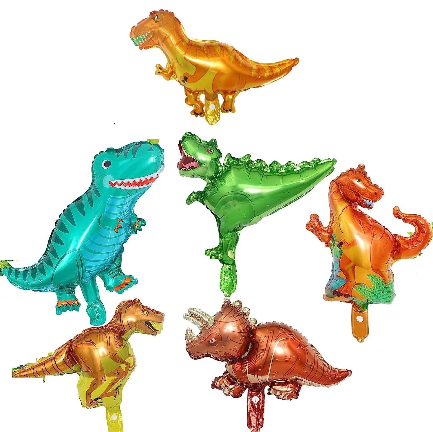 Dinosaur Theme Hand Foil Balloons Jungle Theme Multicolor Pack of 6