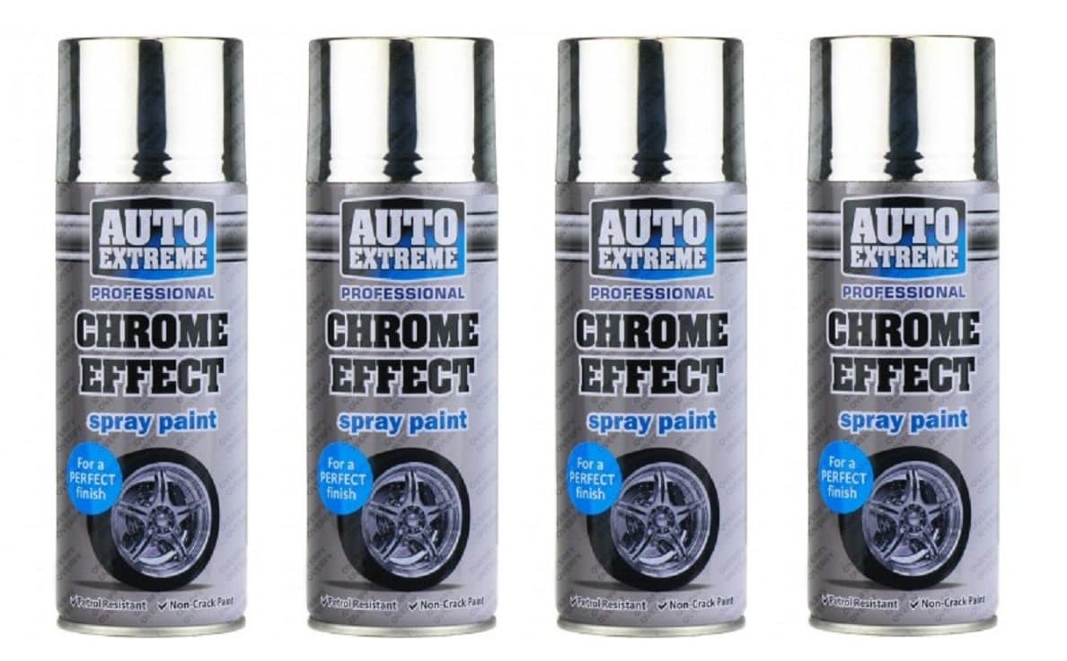 4 X 400ml Chrome Effect Spray Paint Quality Mirror Finish Auto Car DIY Extreme