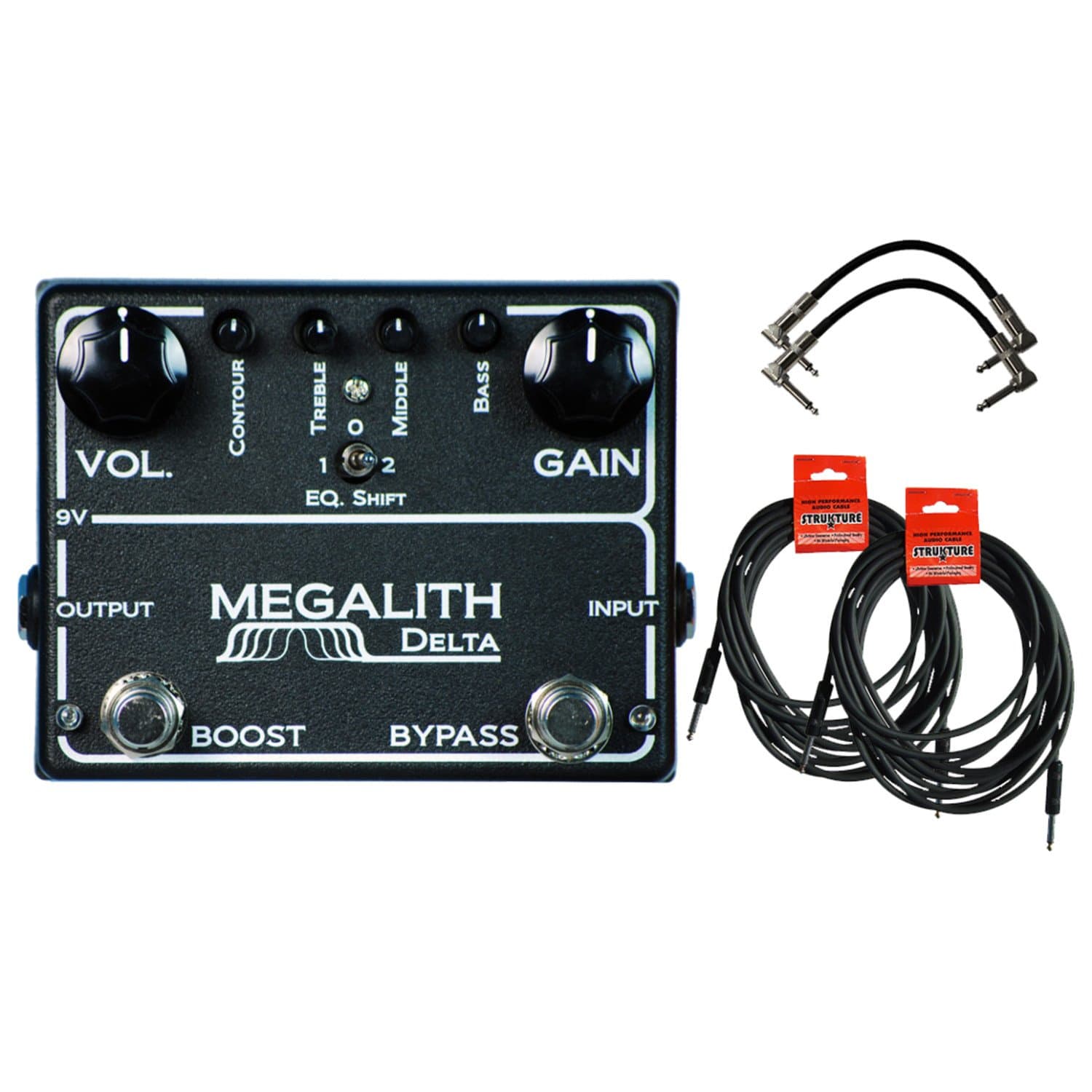 MI Audio Effects Megalith Delta High Gain Distortion v.1 Pedal w/ 4 Cables