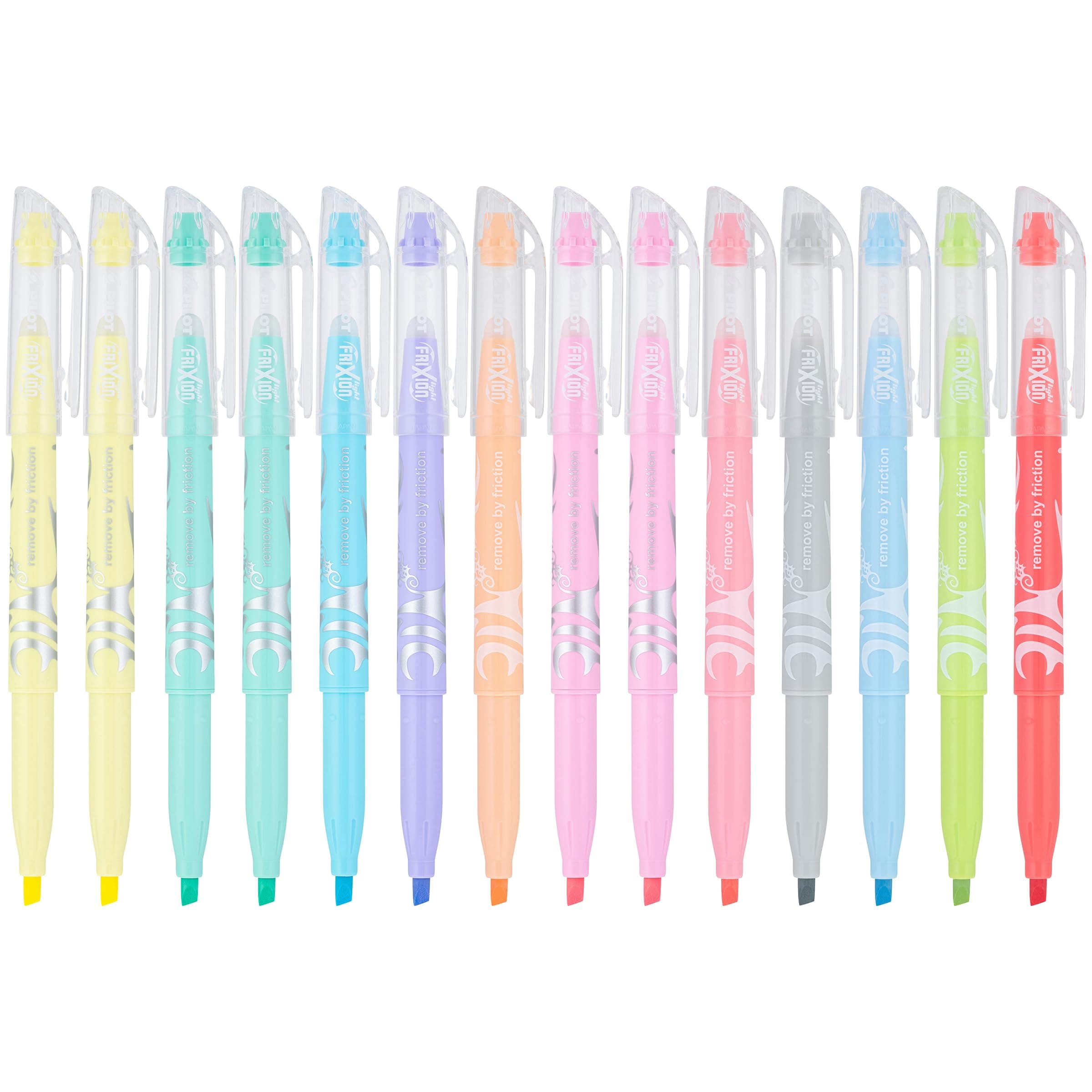 Pilot FriXion Light Pastel Erasable Highlighters, Chisel Tip, Pack of 14, Assorted Colors - Ideal for School, Journaling, and Office Use