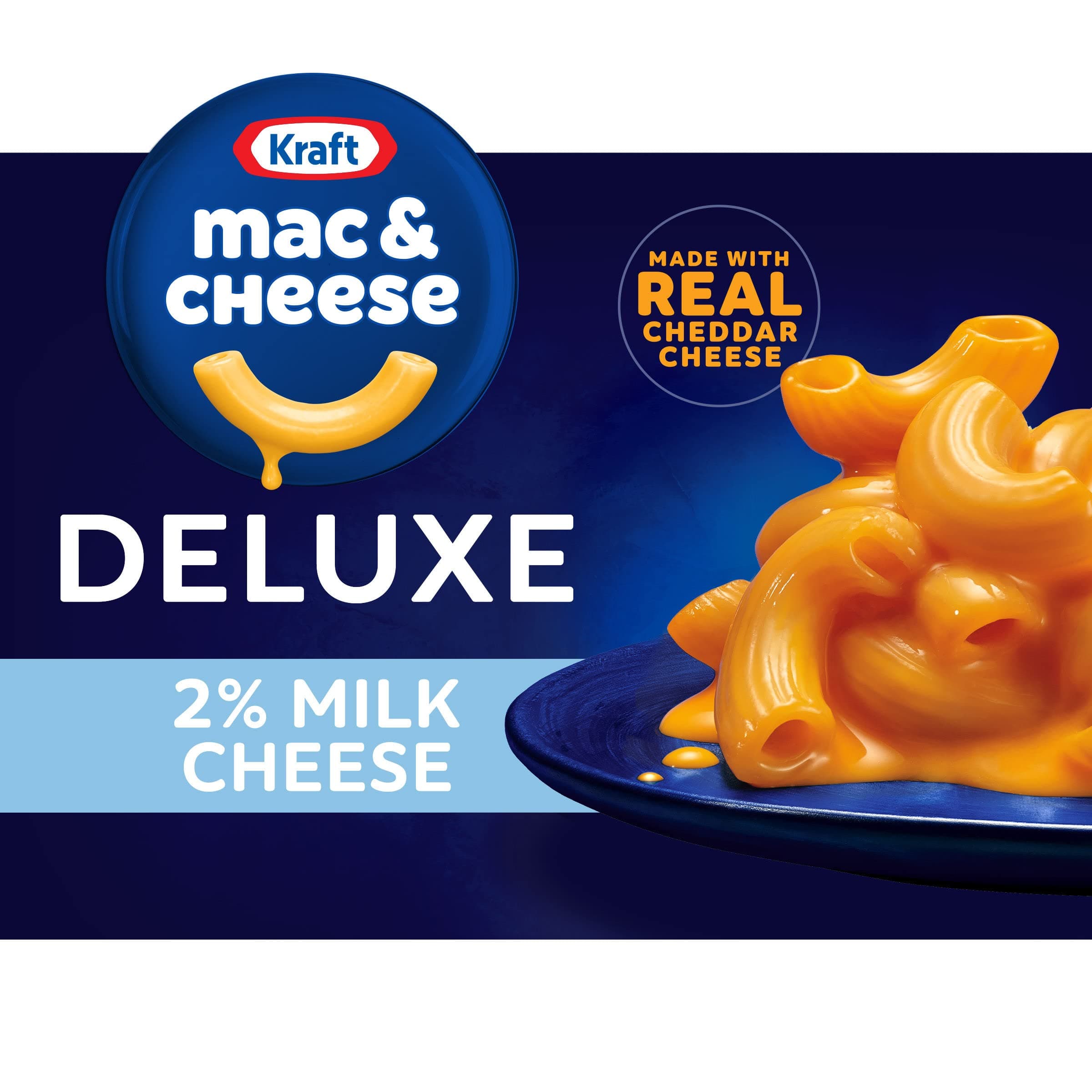 Kraft Deluxe Mac and Cheese, 1 Box, for Easy Dinner or Dinner Sides, Sauce Made with 2% Milk Cheese, No Artificial Dyes or Flavors, 14 oz