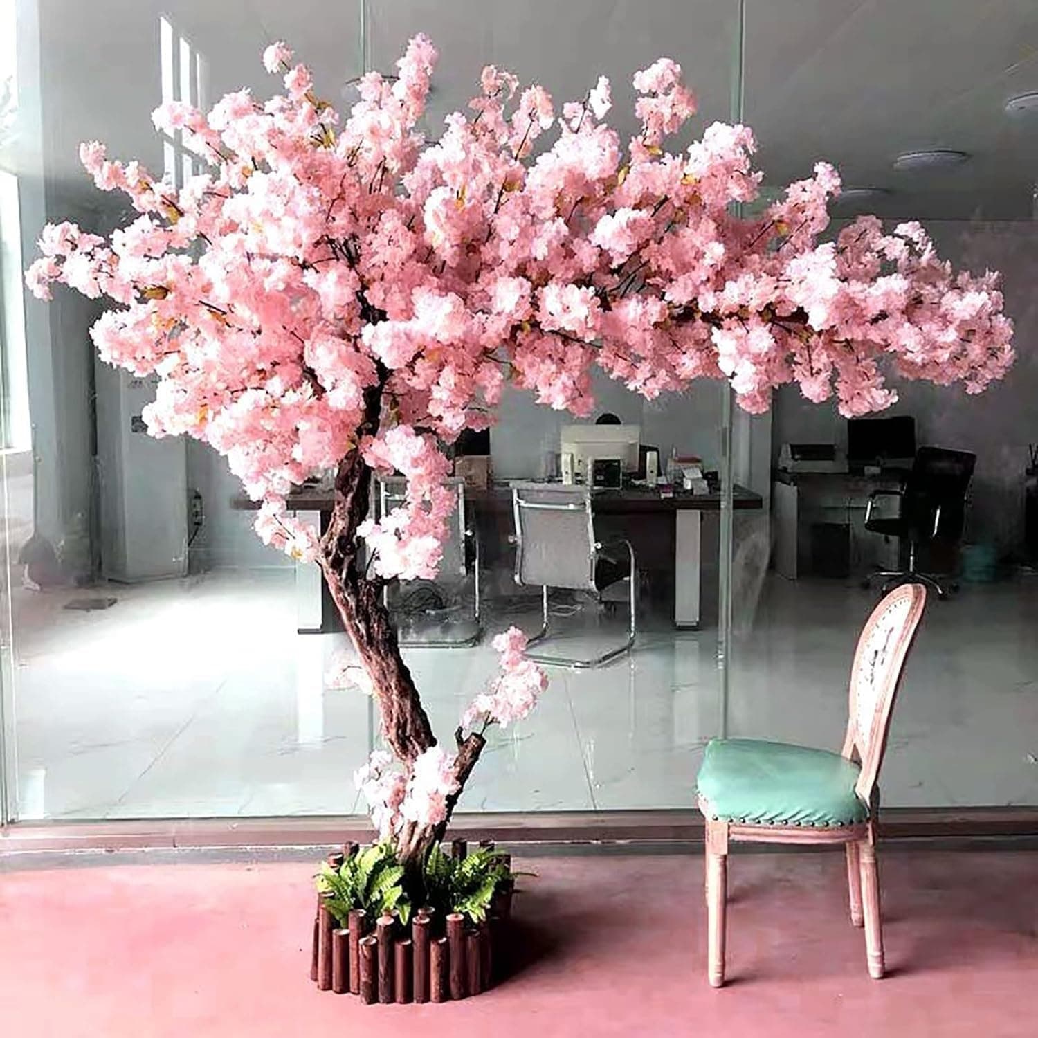 CHRISK Cherry Tree, Artificial Cherry Blossom Tree, Light Pink Artificial Plant, Handmade, for Wedding Event Indoor Outdoor Party(Size : 2.5X2.2M/8.2X7.2Ft)