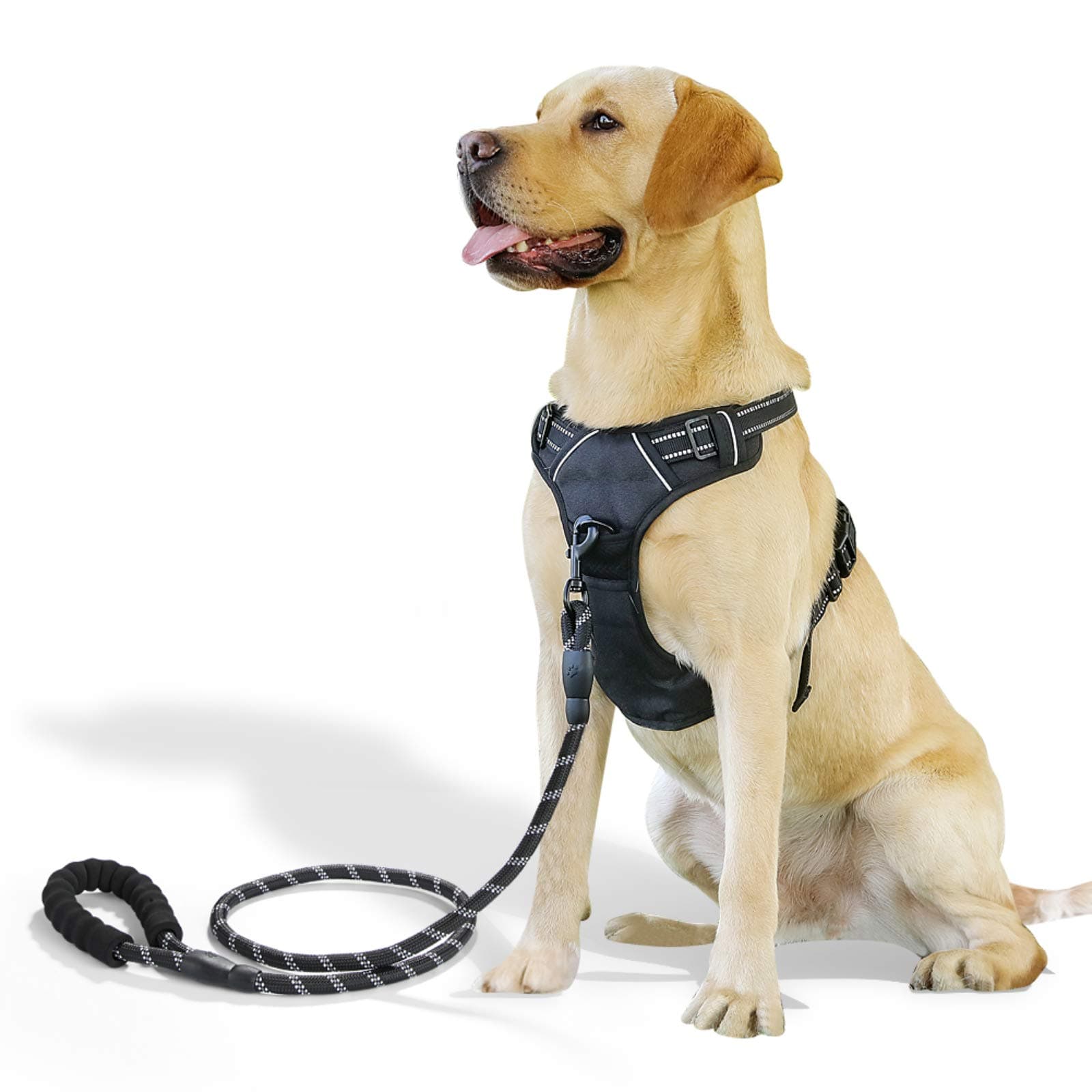 No Pull Dog Harness Large Dogs Leash Set, Reflective Dog Harness Large Breed, Black