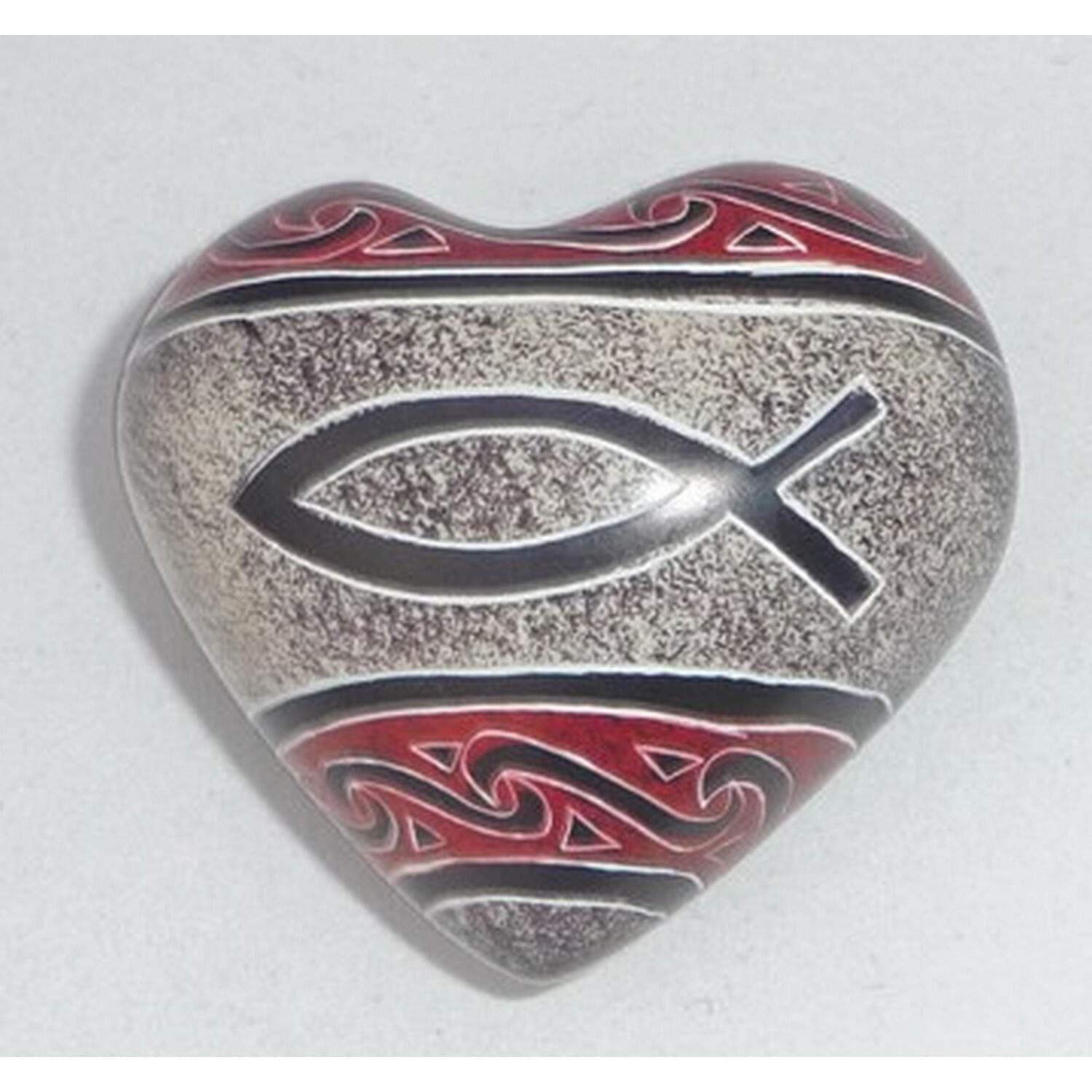 MaMeMi Soapstone Heart Red Stone Fish