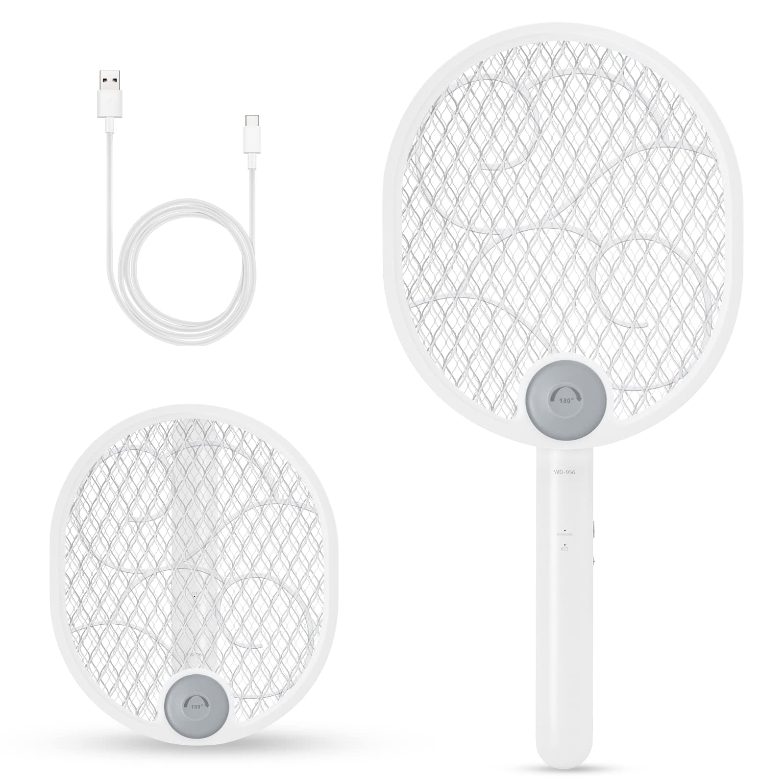Howala Electric Fly Swatter Fly Killer Rechargeable Fly Zapper Foldable Bug Zapper Racket Usb Charging Indoor Outdoor Lightweight Camping Accessories