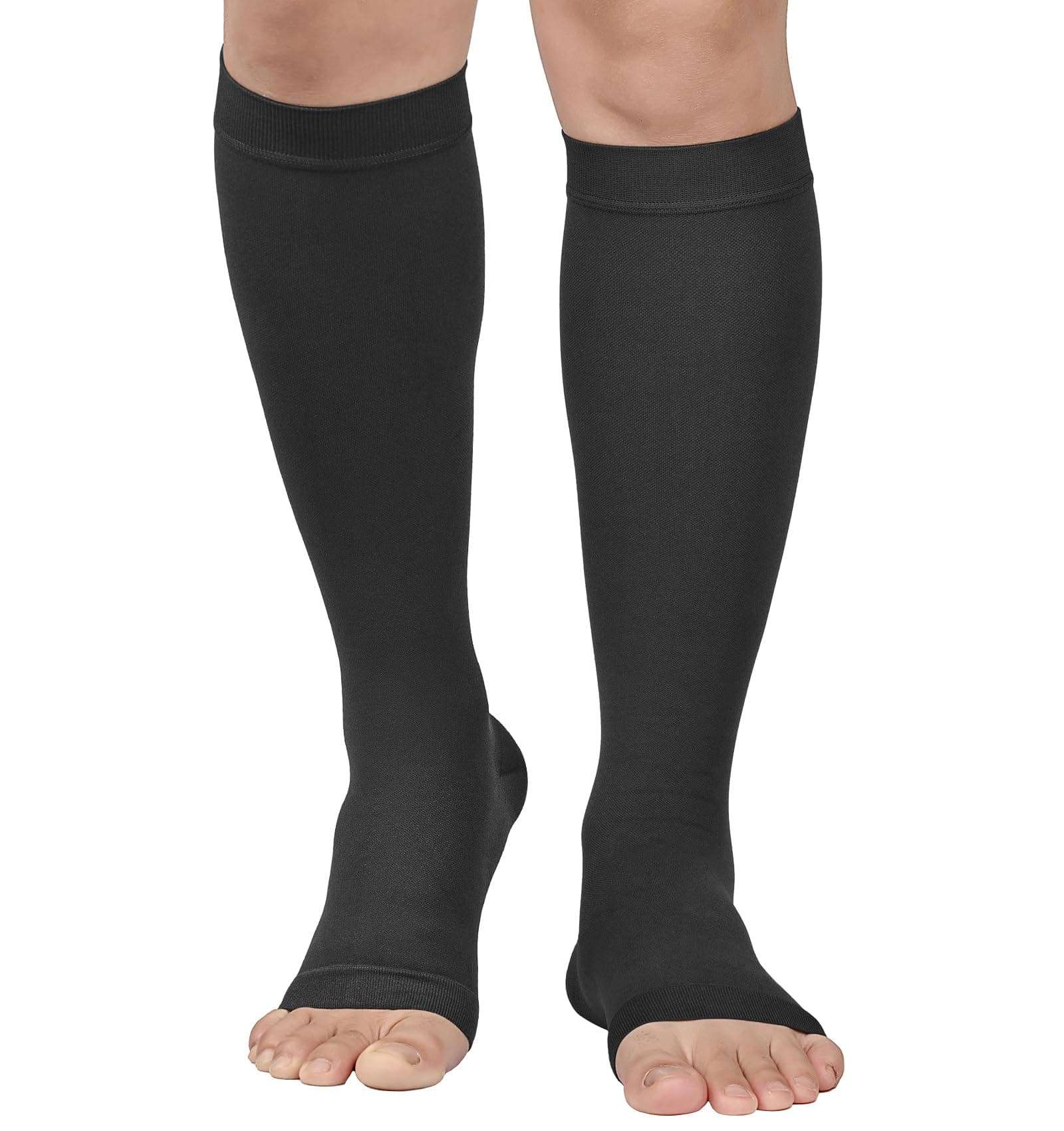 MGANG Compression Socks, Open Toe 20-30 mmHg Graduated Compression Stockings for Men Women, Knee High Compression Sleeves for DVT, Maternity, Pregnancy, Varicose Veins, Relief Shin Splints, Edema