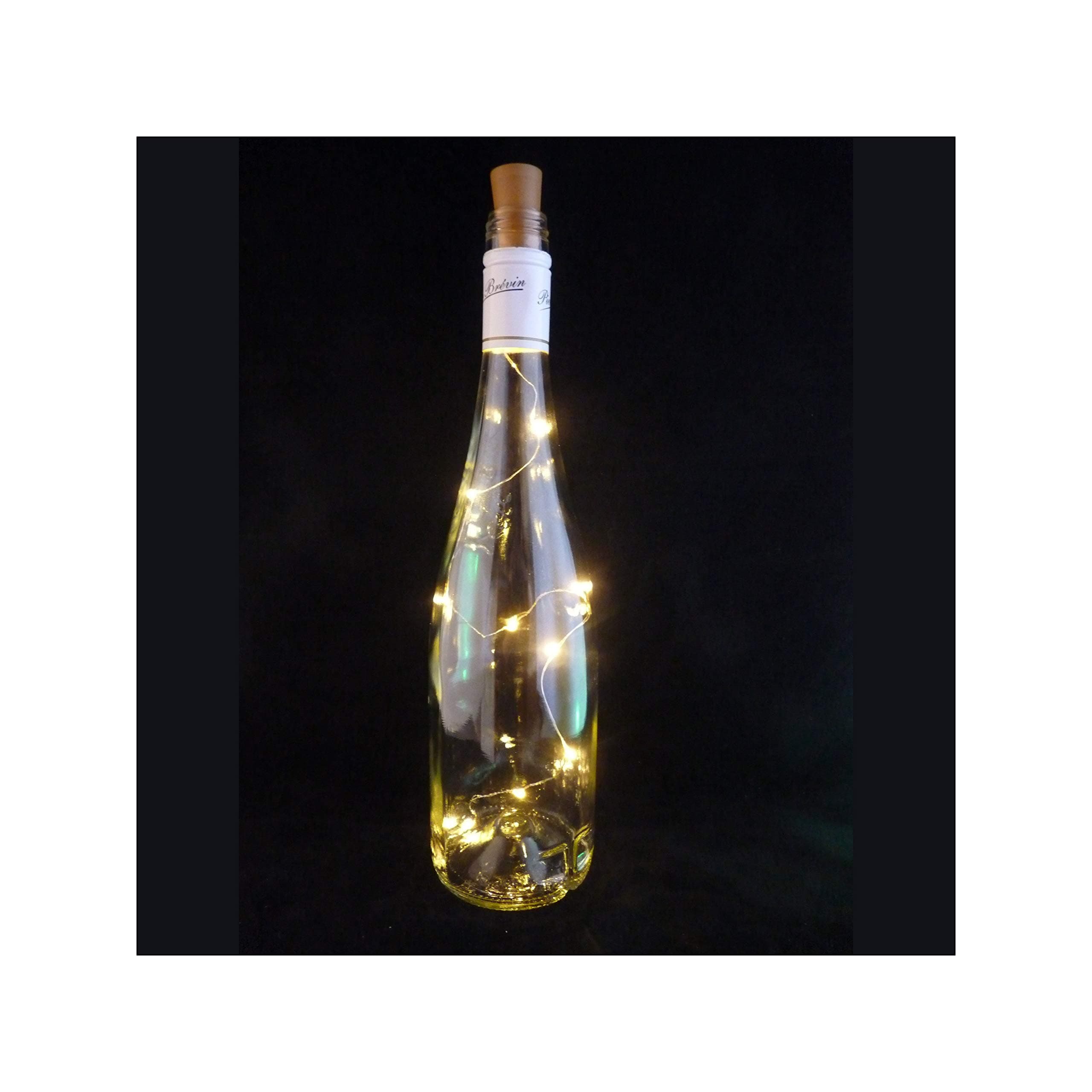 LED Cork with 10 Lights on a String with Bottle Stopper, Lamp, Light, Wedding, Event - Warm White *Bottle NOT Included*