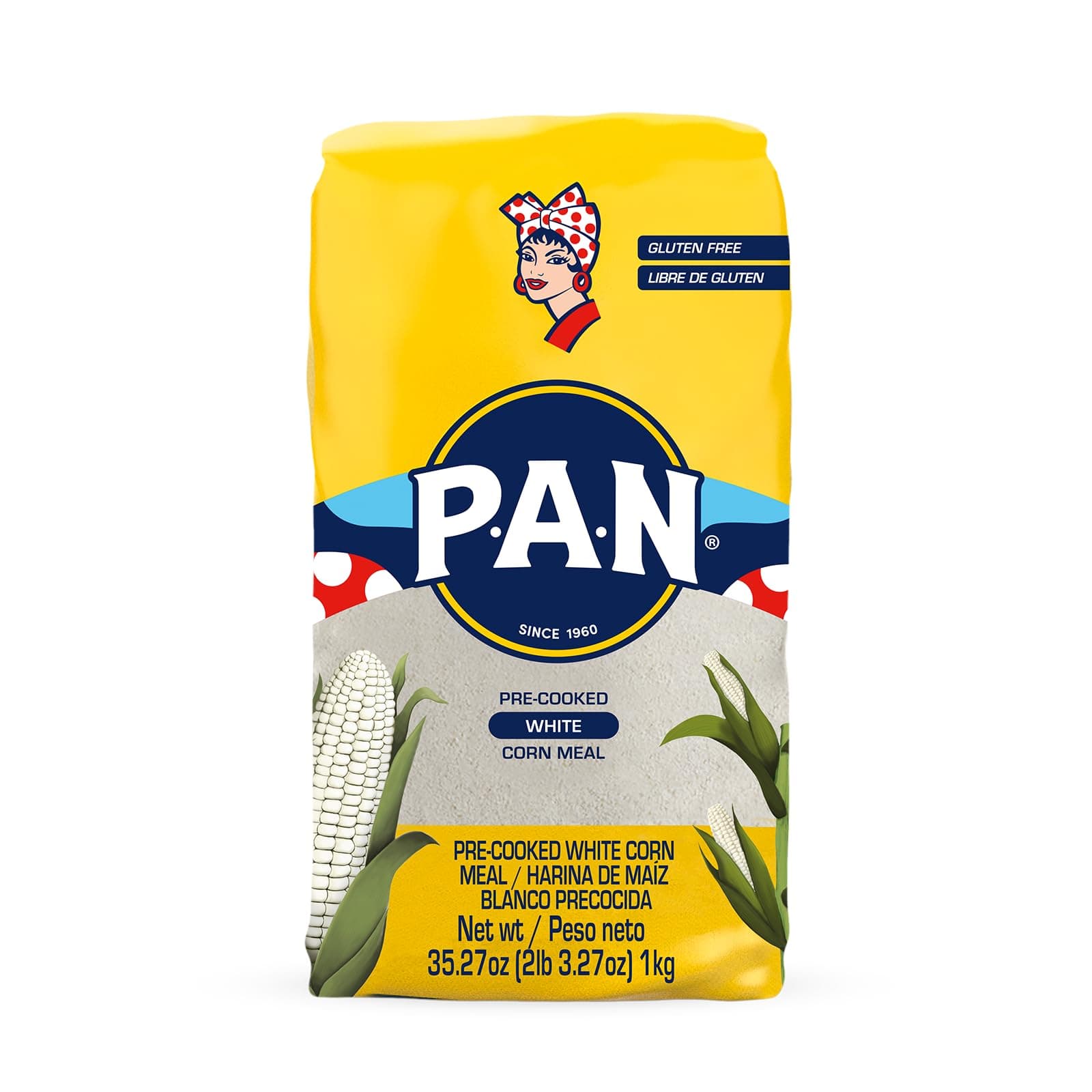 P.A.N. White Corn Flour 1kg White Corn Meal Masa Flour for Tortillas, Arepas Harina de Maiz Blanco