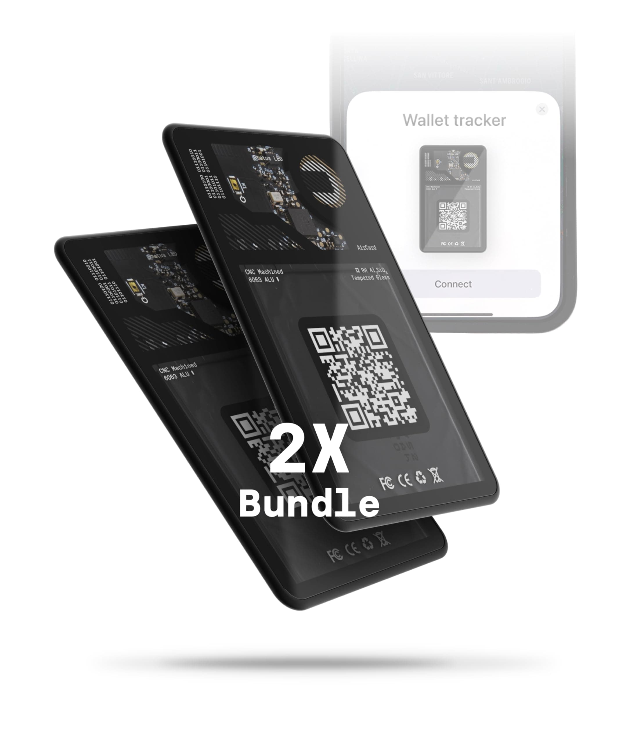 Rolling Square Aircard Wallet Tracker - Bluetooth Wallet Finder (2-Pack) Find My Network Compatible with Business Card Feature NFC/QR Code