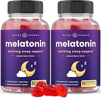 Melatonin Gummies for Kids & Adults | Natural Sleep Aid Drug-Free, Vegan Berry Flavor Kids Melatonin Gummy Supplement | 2.5mg, 5mg or 10mg Dose | Sleeping Pills Substitute 60 Gummies (Pack of 2)