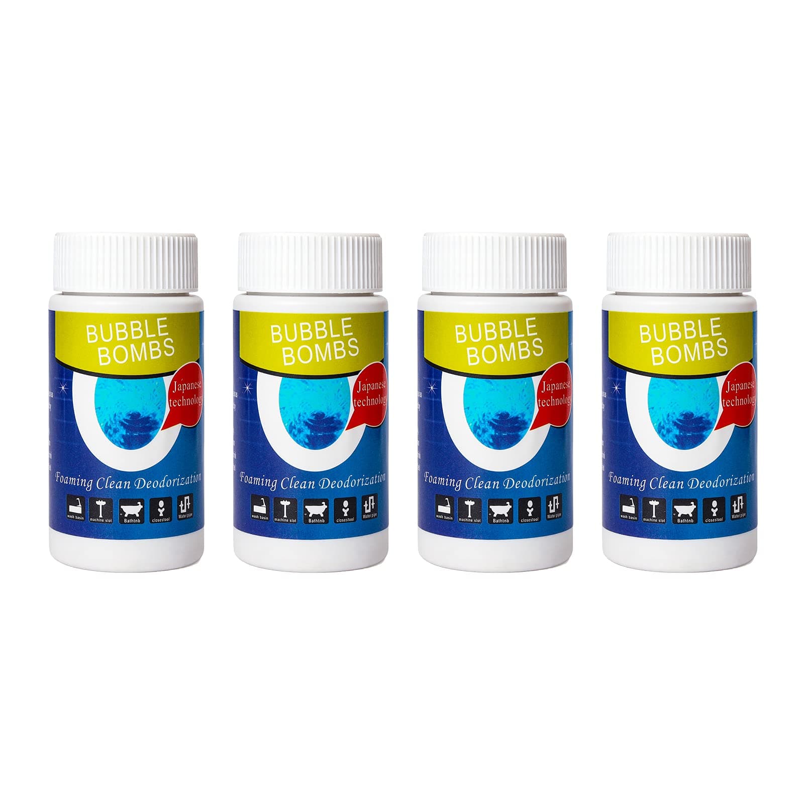 4pcs Bubble Bombs Drain Cleaner, Quick Dredge Pipeline, Powerful Sink Drain Cleaner, Magic Fast Foaming Pipe Dredge Powder, for Kitchen Toilet Pipeline Quick Cleaning Tool (120g*4)