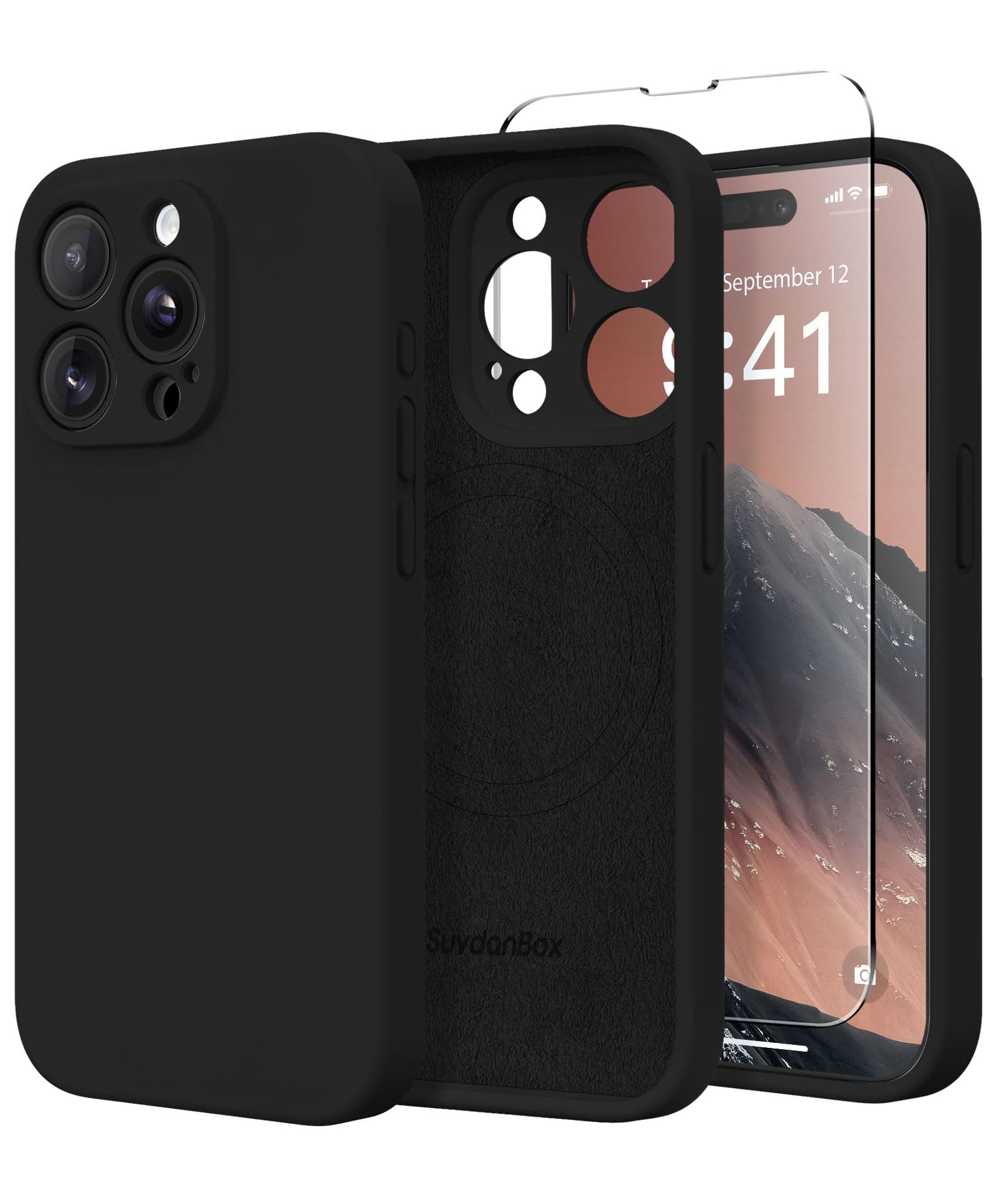 Magnetic for iPhone 14 Pro Case, Compatible with MagSafe, [Full Camera Protection][Screen Protector] Silicone Shockproof Protective Phone Case for iPhone 14 Pro 6.1", Black