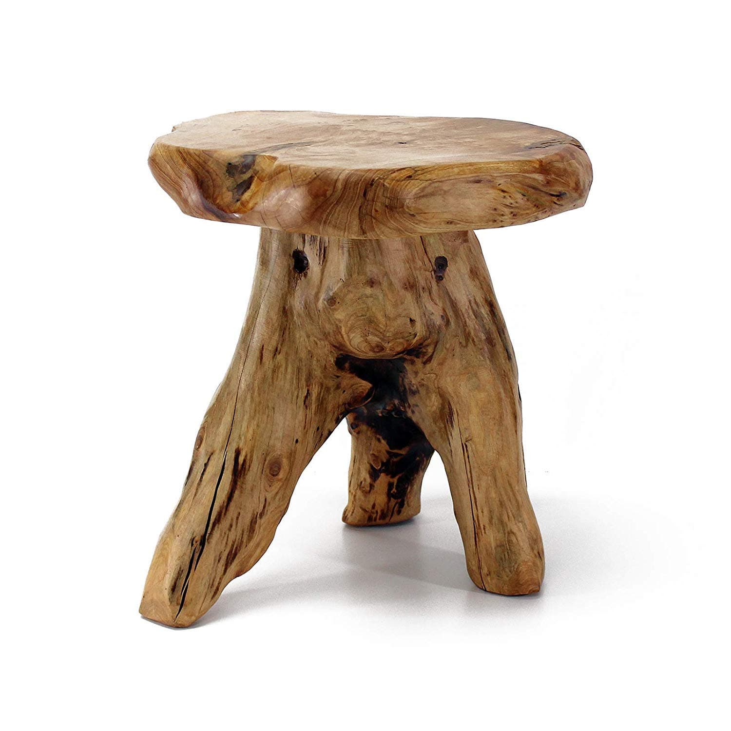 WELLAND Natural Cedar Stump Stool, 14" End Table, Live Edge Side Table, Plant Stand, Small Nightstand, Mushroom Stool for Living Room, Bedroom, Patio, Garden