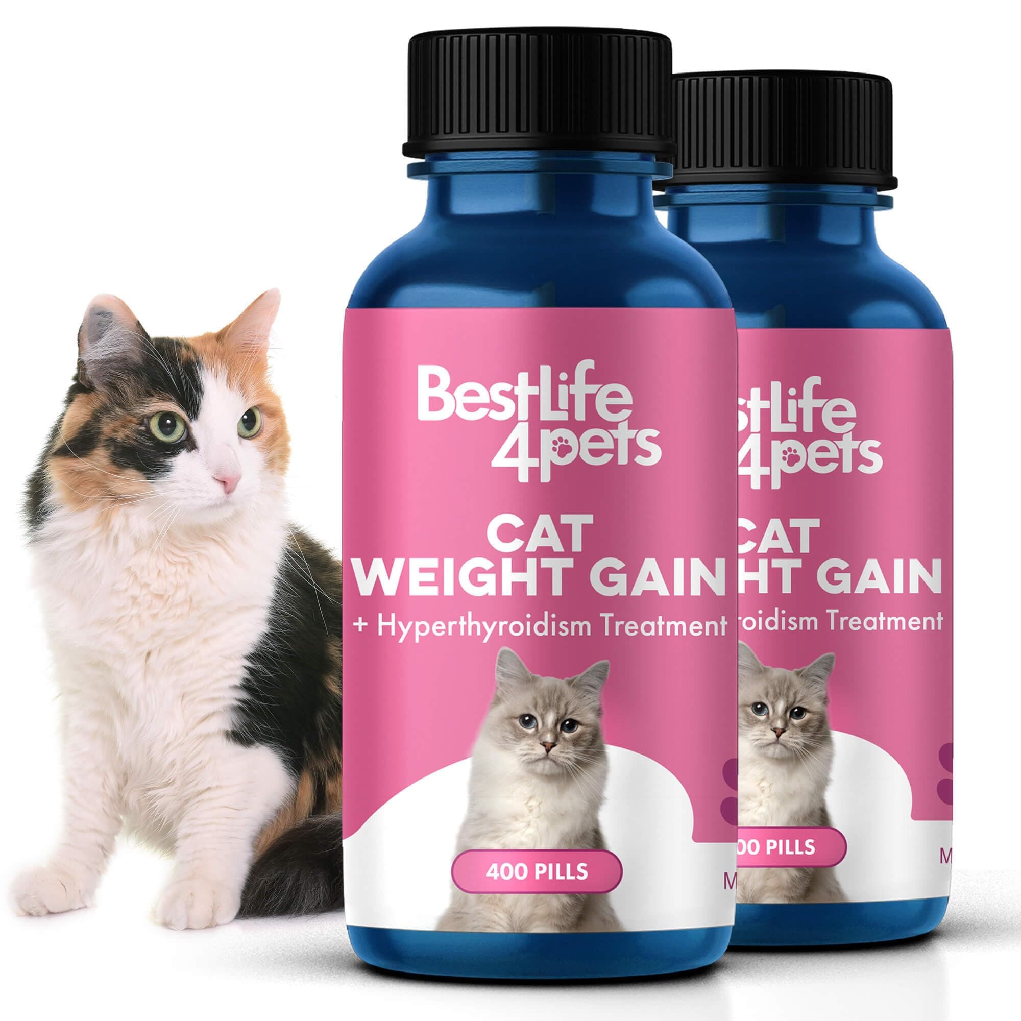Cat Weight Gain & Hyperthyroidism Treatment, Safe and Effective Cat Appetite Stimulant, Thyroid and Metabolic Support, Weight Management Remedy, 800 All-Natural Odorless, Tasteless Pills