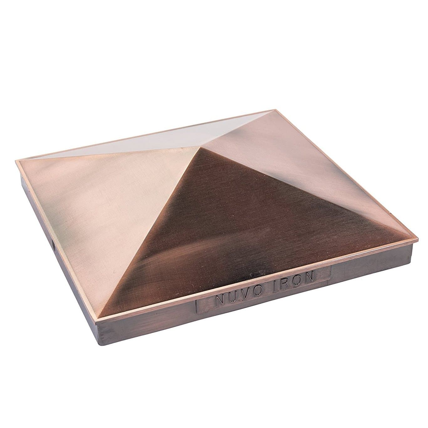 Nuvo Iron Decorative Pyramid Aluminium Post Cap for 7.5" x 7.5" / 8" x 8" Posts - Copper Plated