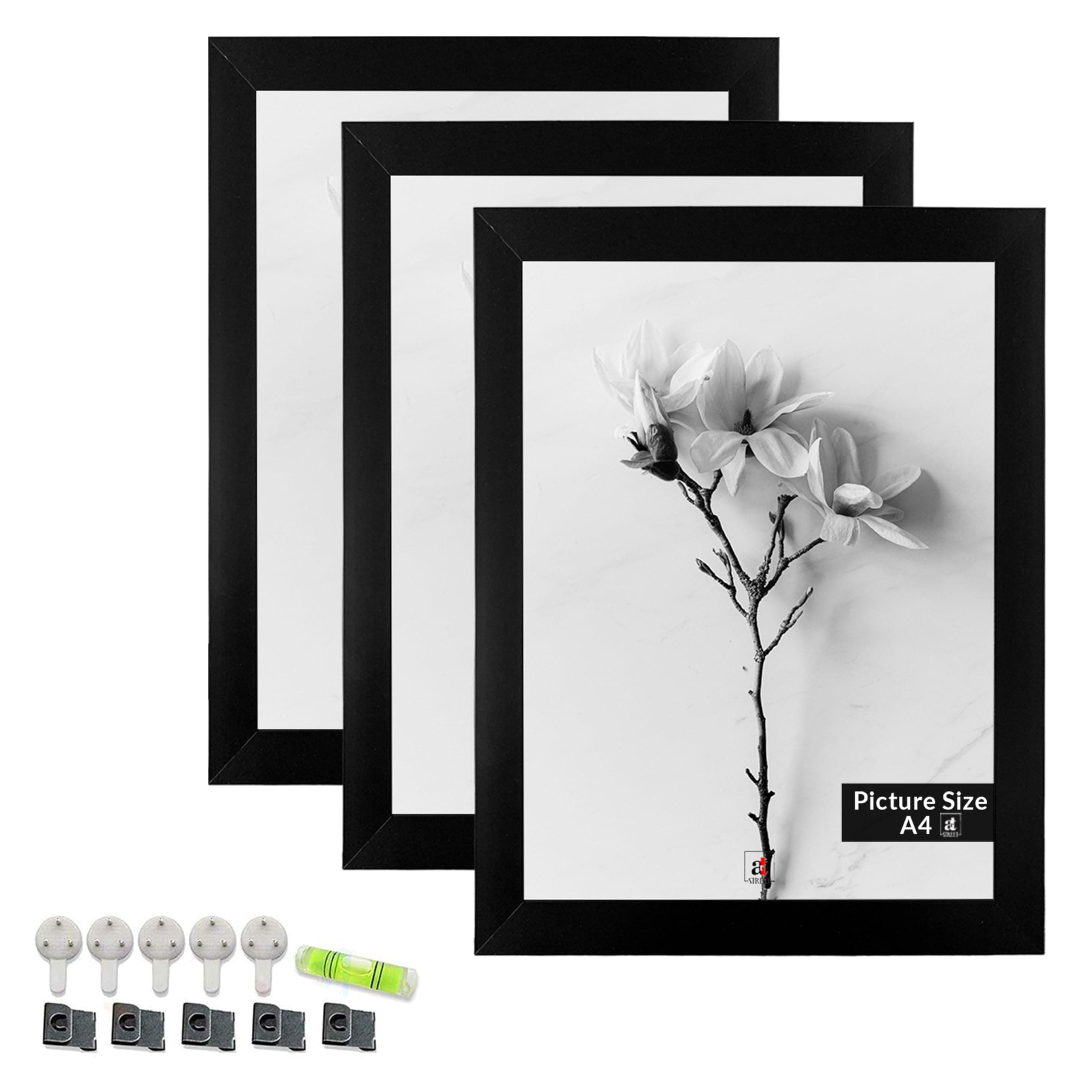 Art Street A4 Size Certificate, Document Photo frames Set Of 3 For Home Decoration, Living Room, Office Decoration (Black, Size: 8" x 12")