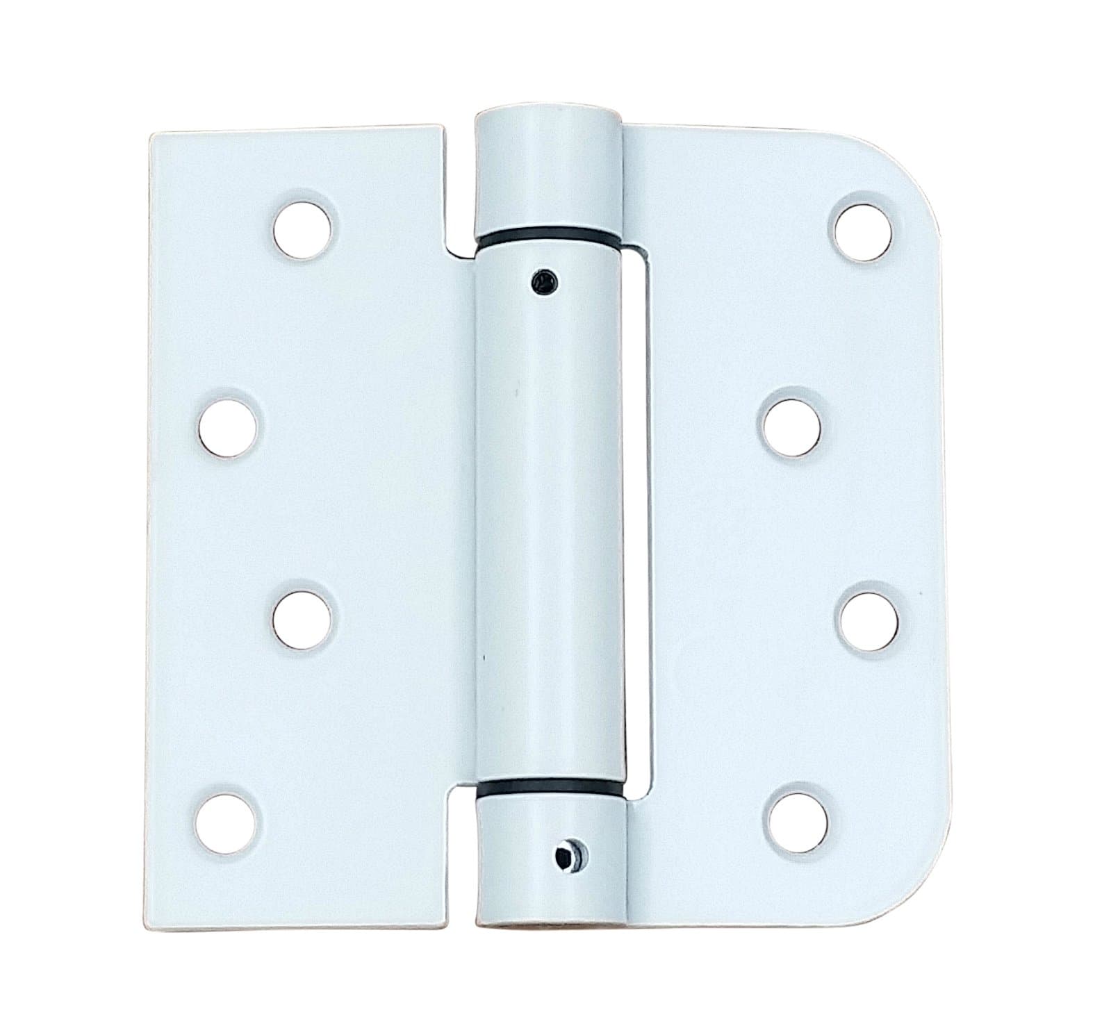 Spring Self-Closing Hinges, 4 Inch Square with 5/8 Inch White Prime, Adjustable Door Closing, 2 Pack