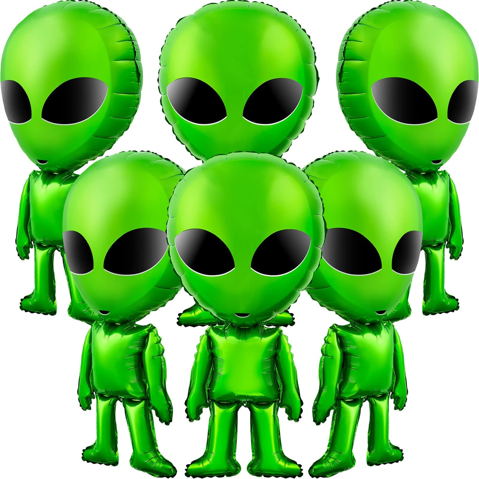 Meooeck 6 Pcs Large Alien Balloons Green Inflatable Alien Space Birthday Party Supplies for 420 Decorations Halloween Party Backdrop Home Trunk or Treat Car 31.5 Inch