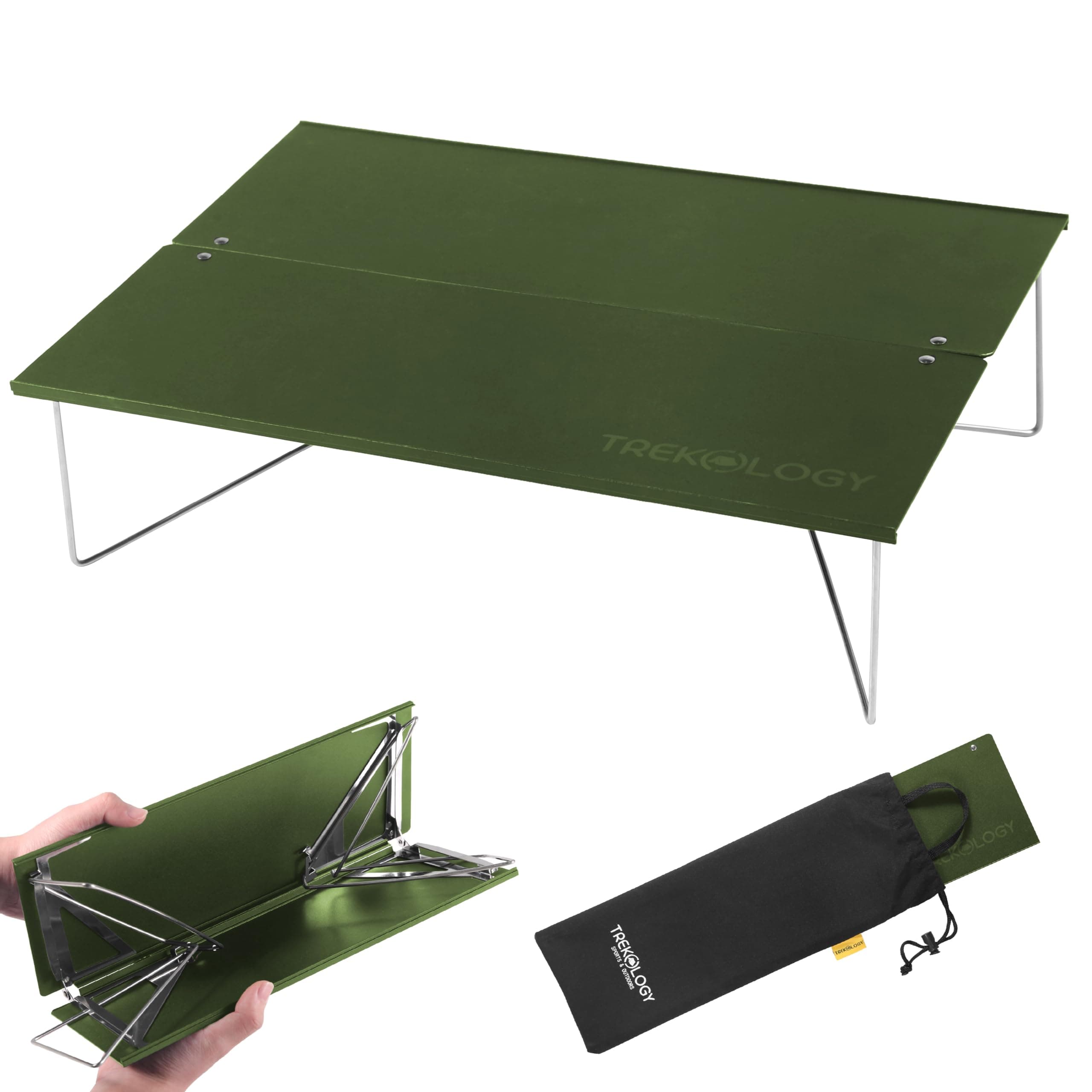Compact Mini Camping Table – Portable, Ultralight, Folding Design – Small, Lightweight Surface for Hiking, Backpacking, Beach, or Nightstand Use – Collapsible Outdoor Gear (Green)