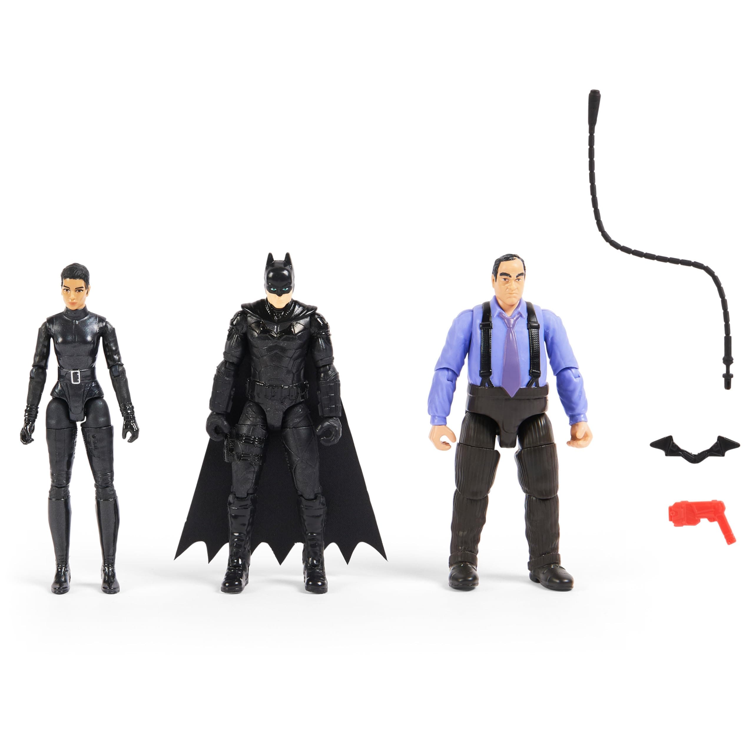 Batman 3-Pack with Exclusive 4' Batman, Selina Kyle, The Penguin Action Figures, 3 Accessories