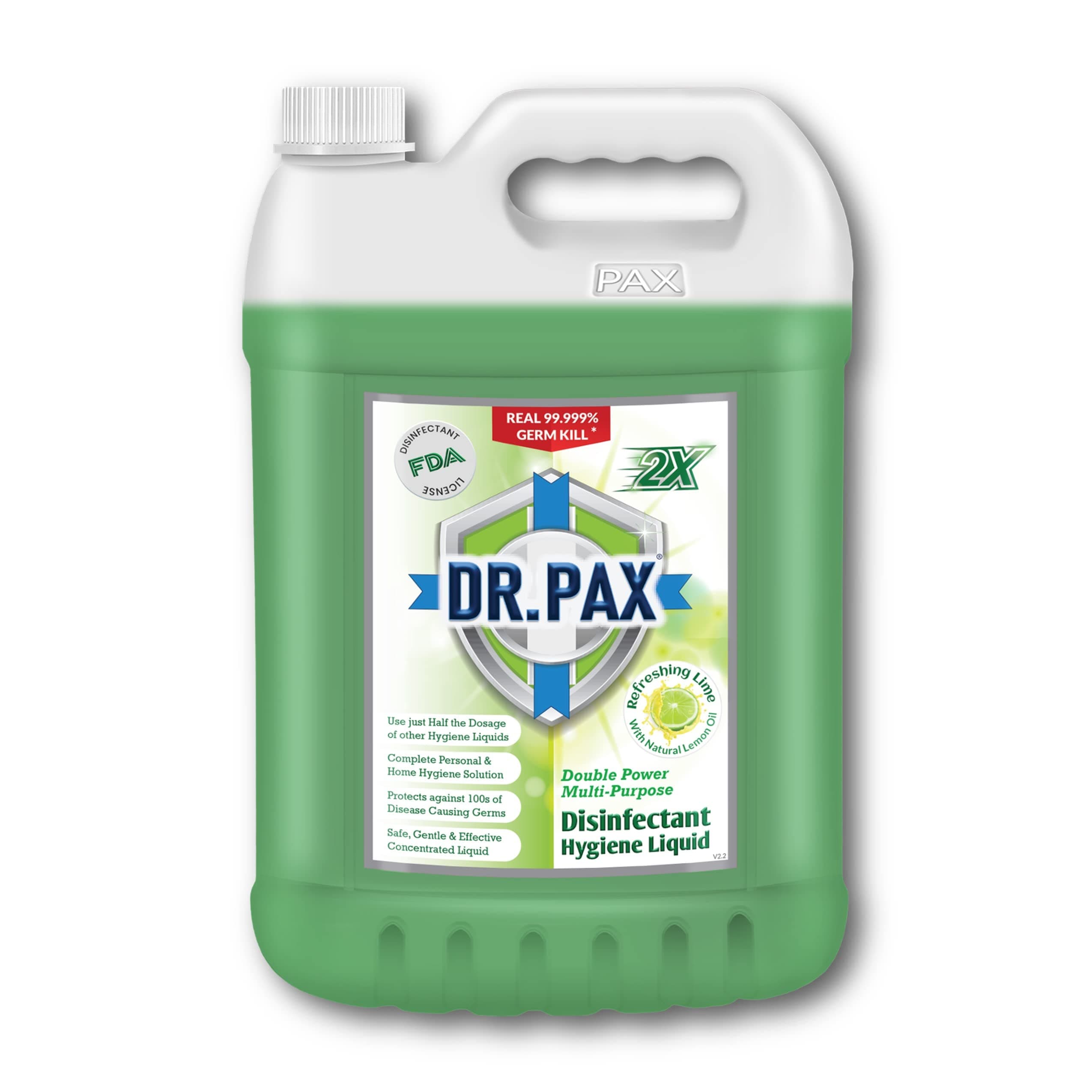 Double Power Multipurpose Disinfectant Hygiene Liquid (Refreshing Lime), 5L