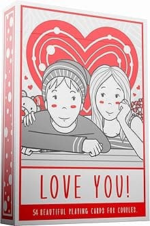 Love You Playing Cards, Red & Medieval Black Playing Cards Deck with Unique Hand Drawn Love Artwork, Deck of Playing Cards, Cool Playing Cards with Card E-Game e-Book…
