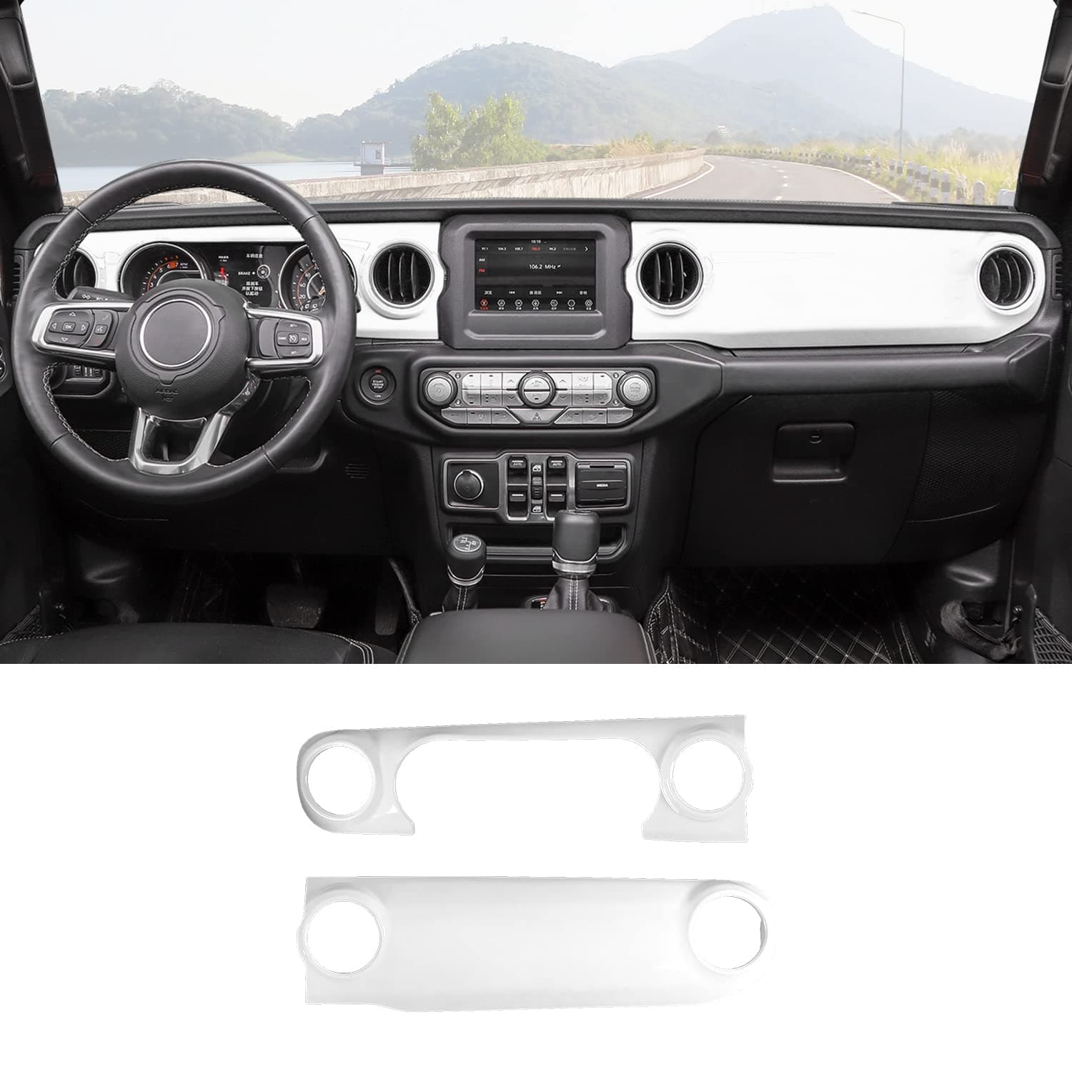 RT-TCZ Center Console Trim Cover Dashboard Control Panel Cover Decorative Interior Accessories for Jeep Wrangler JL JLU & Gladiator JT 2018-2022,White