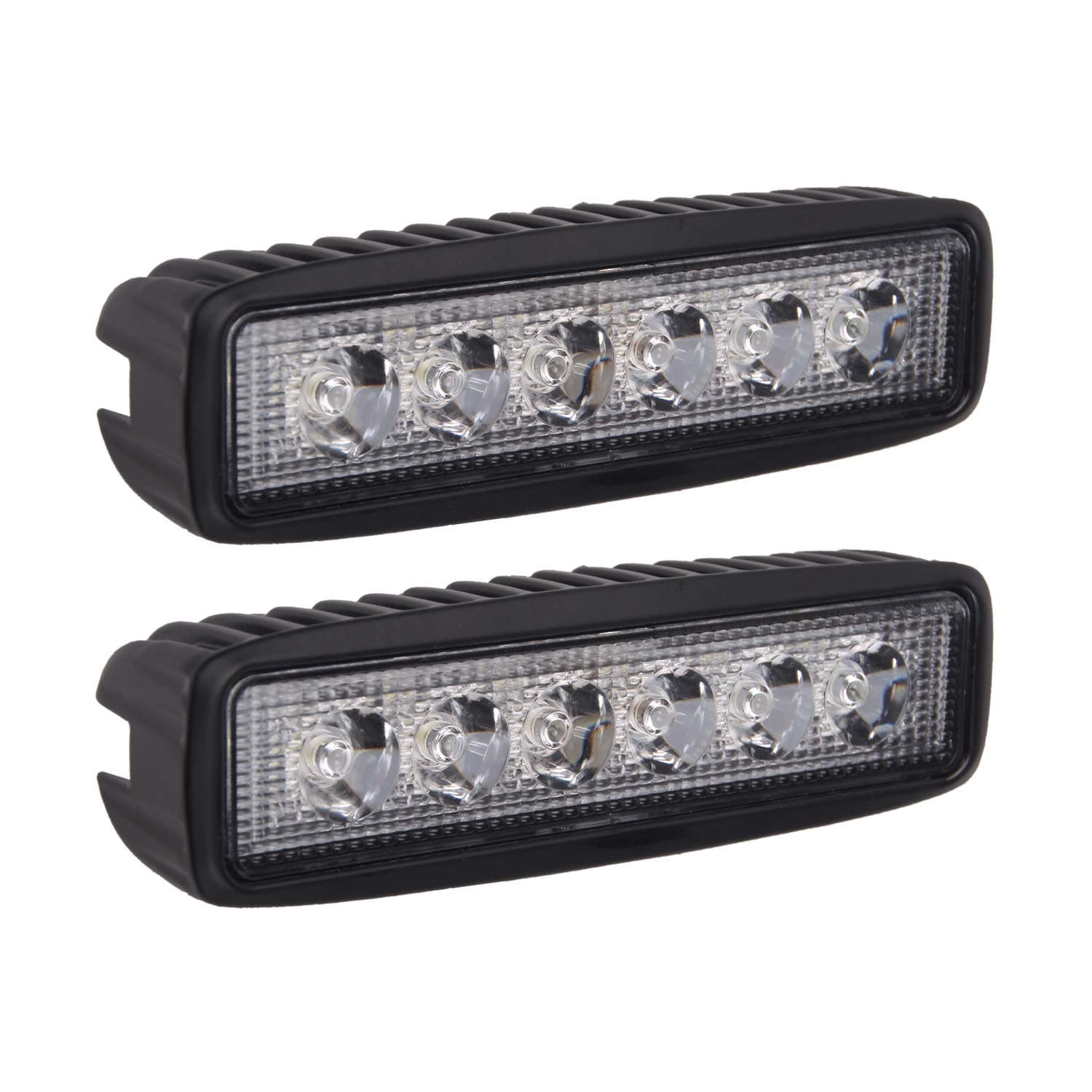 Led Light Bar Strip, QDY 2 Pack 6'' 18W Led Work Light Spot Single Row LED Strip Offroad Fog Light Waterproof for Car Truck Marine Boat Camping Tractor SUV UTV Atvs Tanks Crane