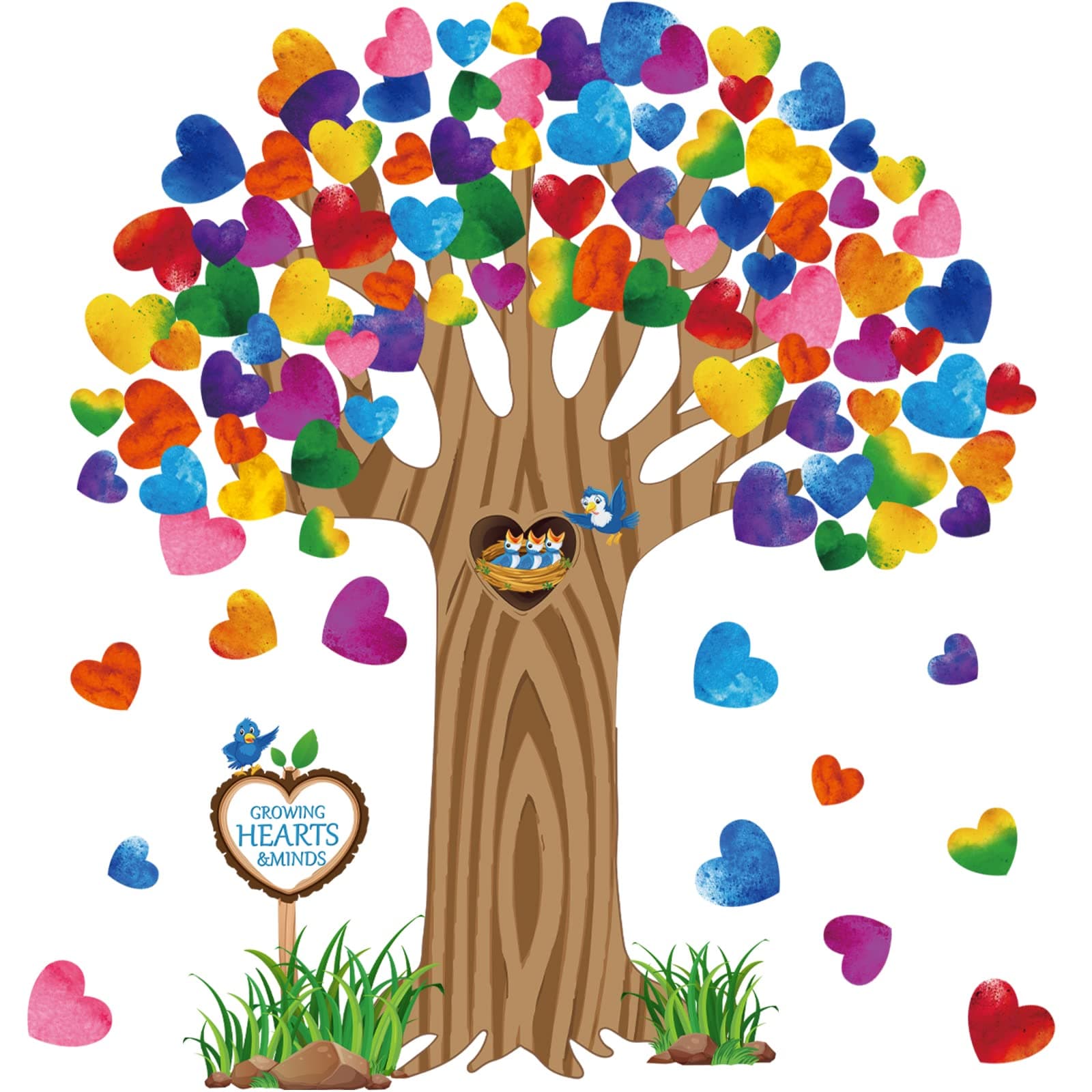 Pajean Classroom Tree Bulletin Board Decorations Set Back to School Bulletin Boards Heart Tree Cutouts Chalkboards for Elementary Preschool Classroom Door Wall Door (Watercolor, Lovely Style)