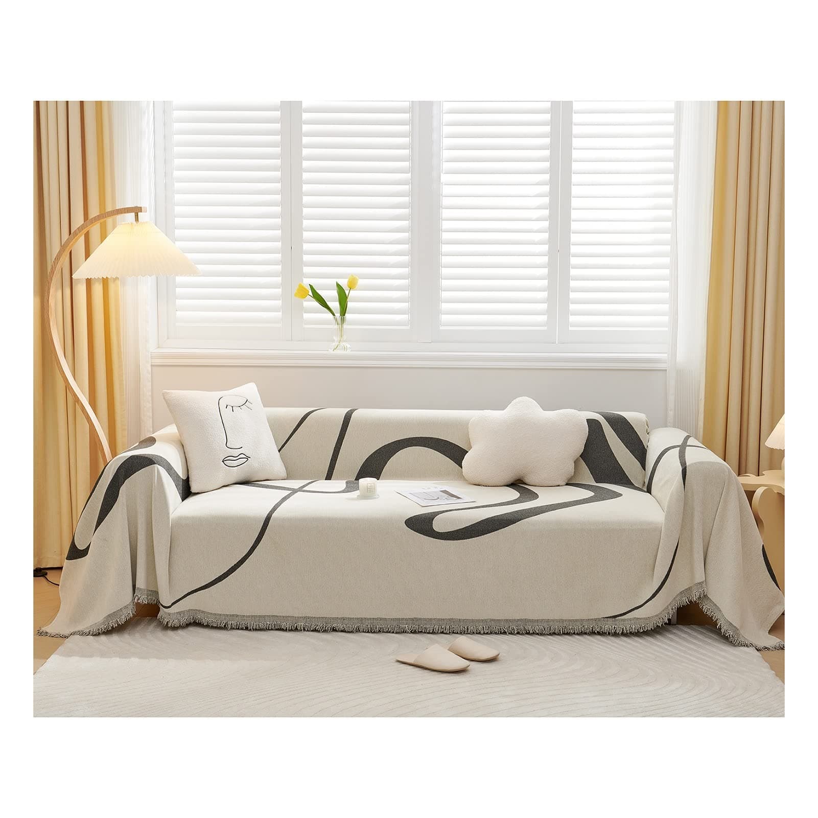 KAISUN Sofa Throw Blanket L Shape Corner Couch 3/4/2 Seater, Fully Washable Sofa Covers with Tassels, Sofa Protection Cat Dog Blanket (Colour: Dark Grey, Size: 180 x 130 cm)