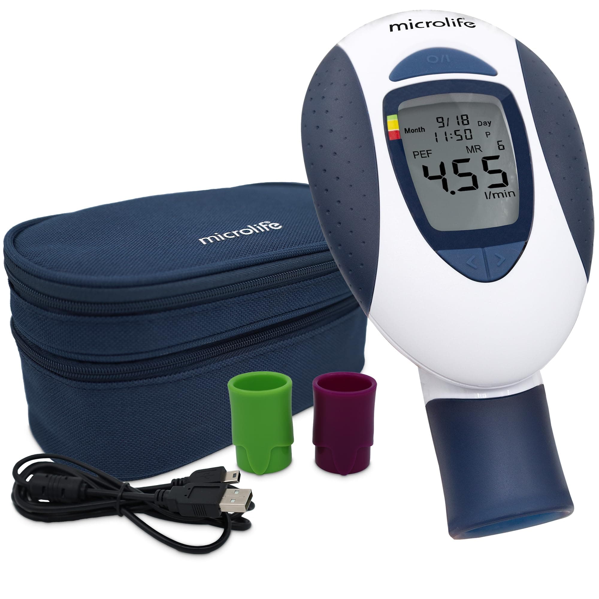 Microlife (Deluxe Kit) Digital Peak Flow Meter Tests PEF / FEV1 / Early Detection of Asthma Attacks | Spirometer for Kids & Adults | Perfect for Monitoring Asthma, COPD & other Lung Conditions at Home