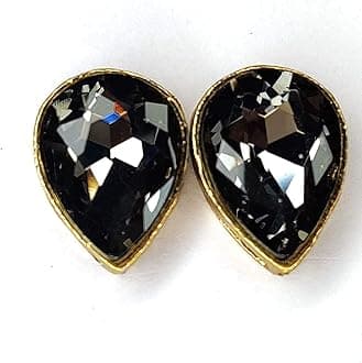 Kundan Stones Glass Beads for Craft, Embroidery and Jewellery Making (20MM Drop 10Pcs Black Diamond)