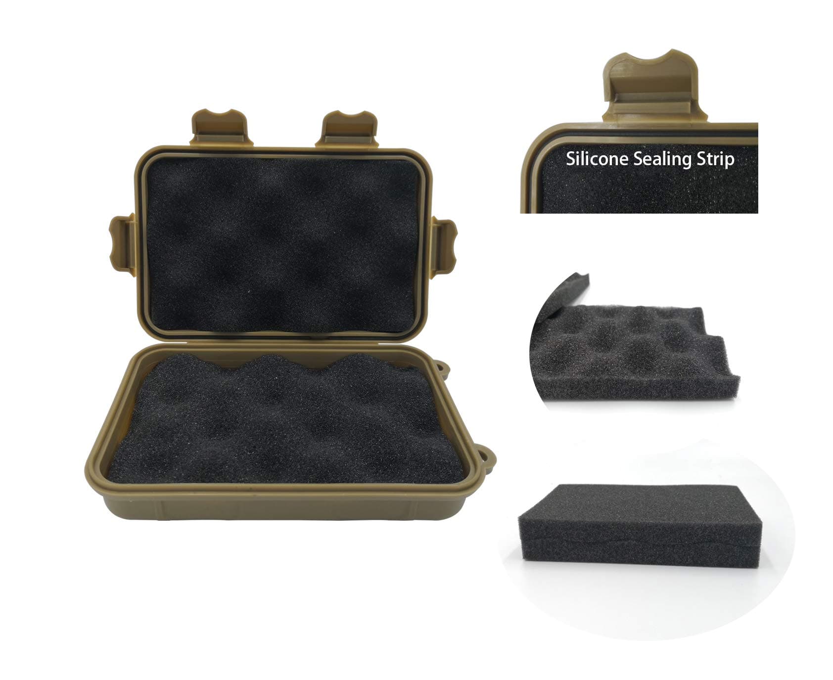 Anti-Pressure Shockproof Container Box Plastic Dry Storage Box with Foam Floating Survivor Dry Case for Outdoors (Khaki)