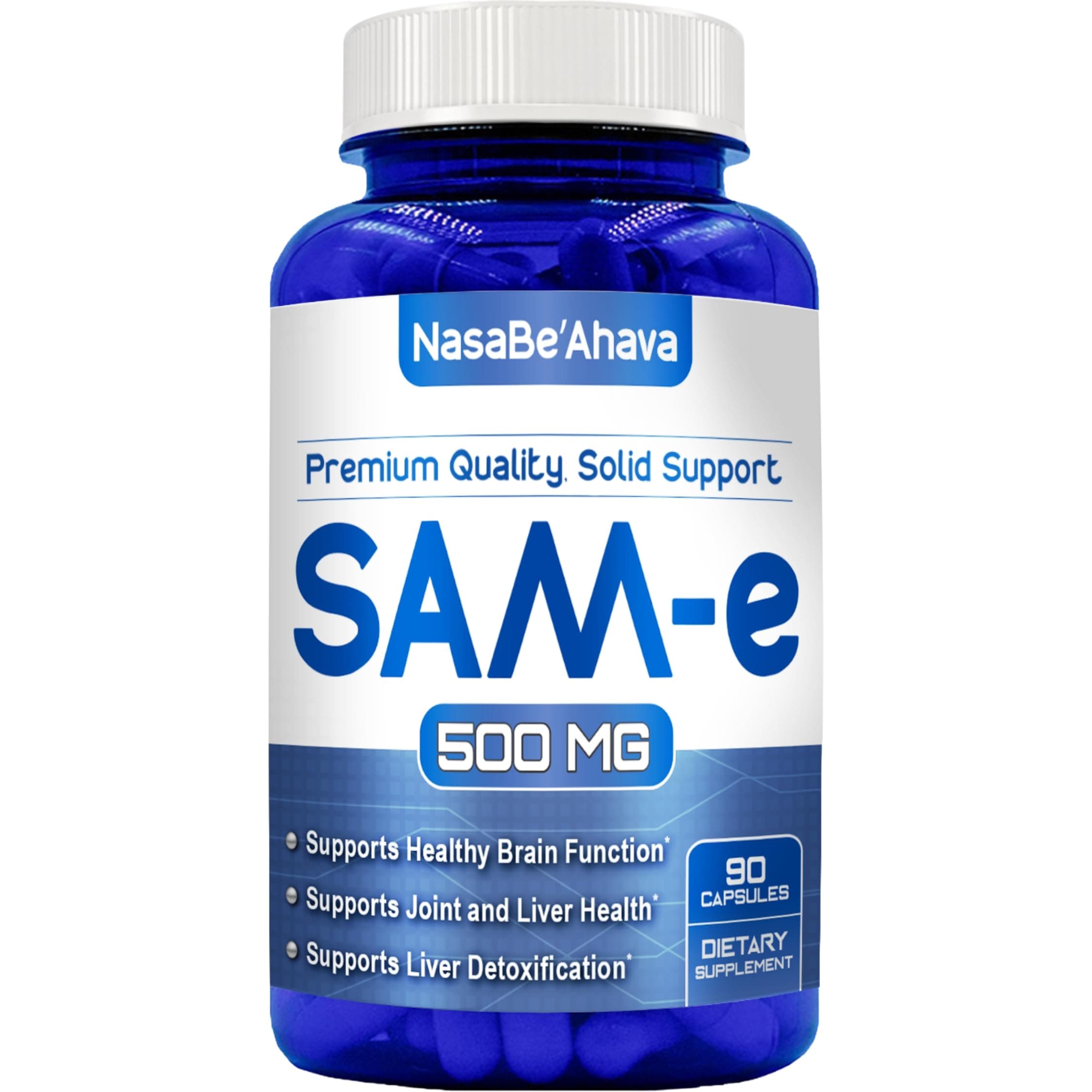 SAM-E Supplement 500mg | Easy Absorption S-Adenosyl-L-Methionine SAM-e 500mg for Bone and Mood Support Supplement | Made in The USA Non-GMO and Gluten Free (90 Day Supply)